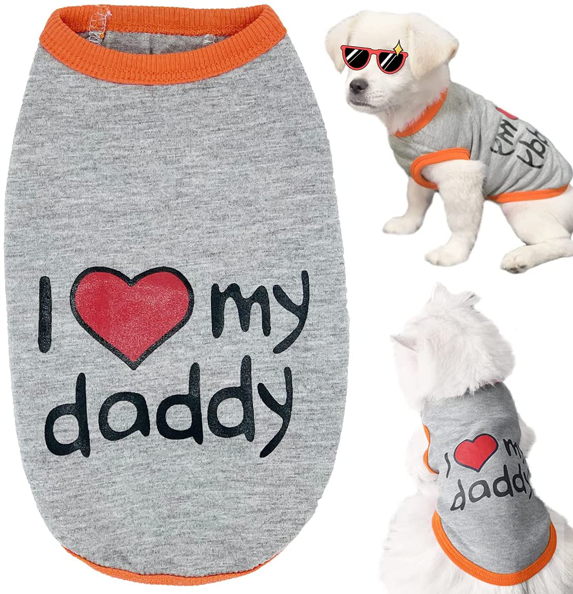 Dog T-Shirt Pet Summer Vests Clothes, Puppy Cute Costumes Shirts Soft and Breathable Clothing Doggy Fashion Printing Apparel Outfits for Small Medium Dogs Boy and Girl Animals & Pet Supplies > Pet Supplies > Cat Supplies > Cat Apparel Tealots Grey L (Pack of 1) 