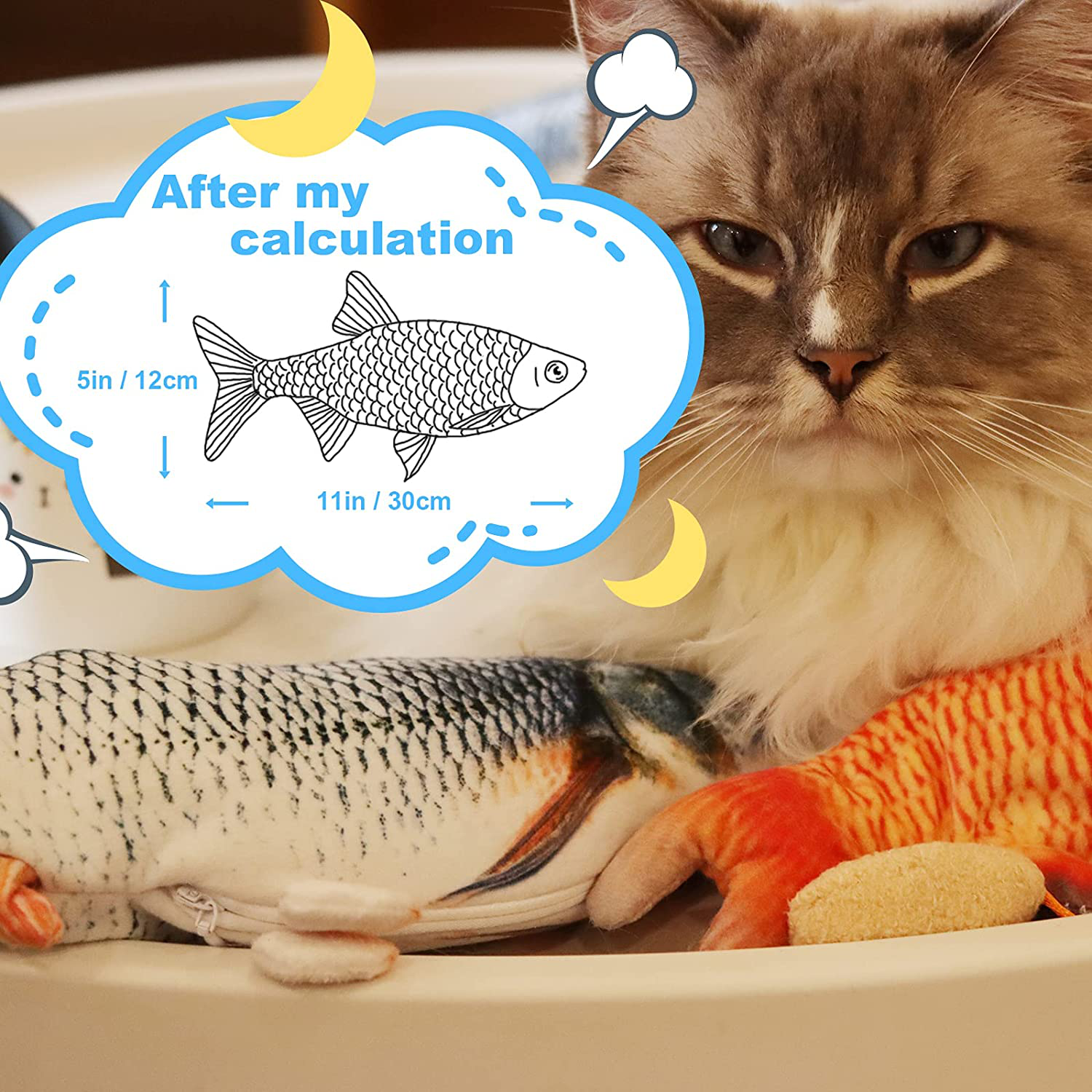Cat Electric Flopping Moving Fish Toy Realistic Wagging Floppy Fish Cat Catnip Toy Plush Simulation Kicker Toys Interactive Pets Kick Kicking Chewing Biting Toy for Cat Kitten Kitty USB Charging Animals & Pet Supplies > Pet Supplies > Cat Supplies > Cat Toys Konbodo   