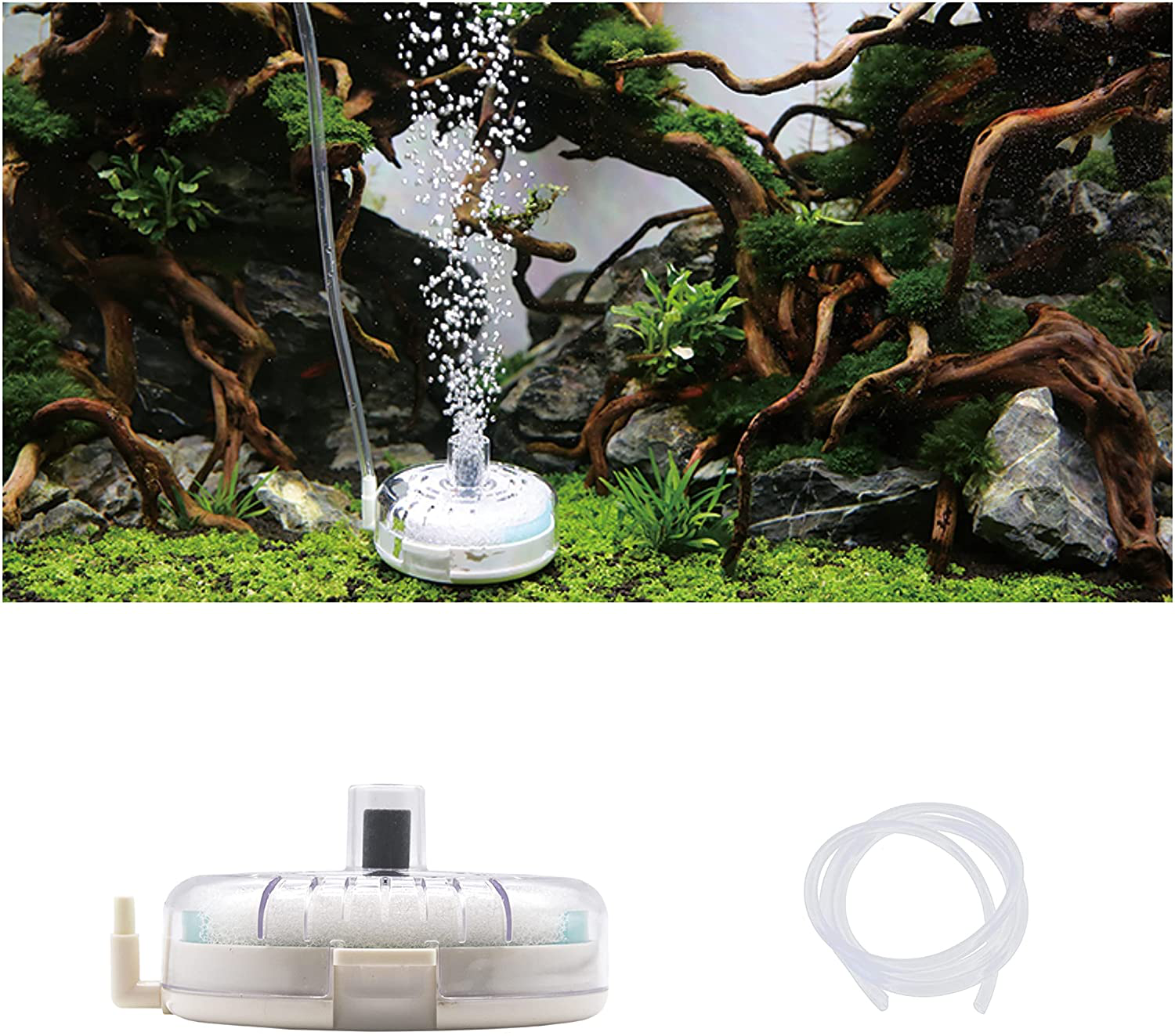 NIDEZON Aquarium Air Stone Kit, Small Bubbles, round Air Stone Disc Kit, Aquarium Bubbler, Ultra-High Dissolved Oxygen Diffuser with 39.4-Inch Ultra-Quiet Oxygen Tube. Animals & Pet Supplies > Pet Supplies > Fish Supplies > Aquarium Air Stones & Diffusers NIDEZON New 4inch  