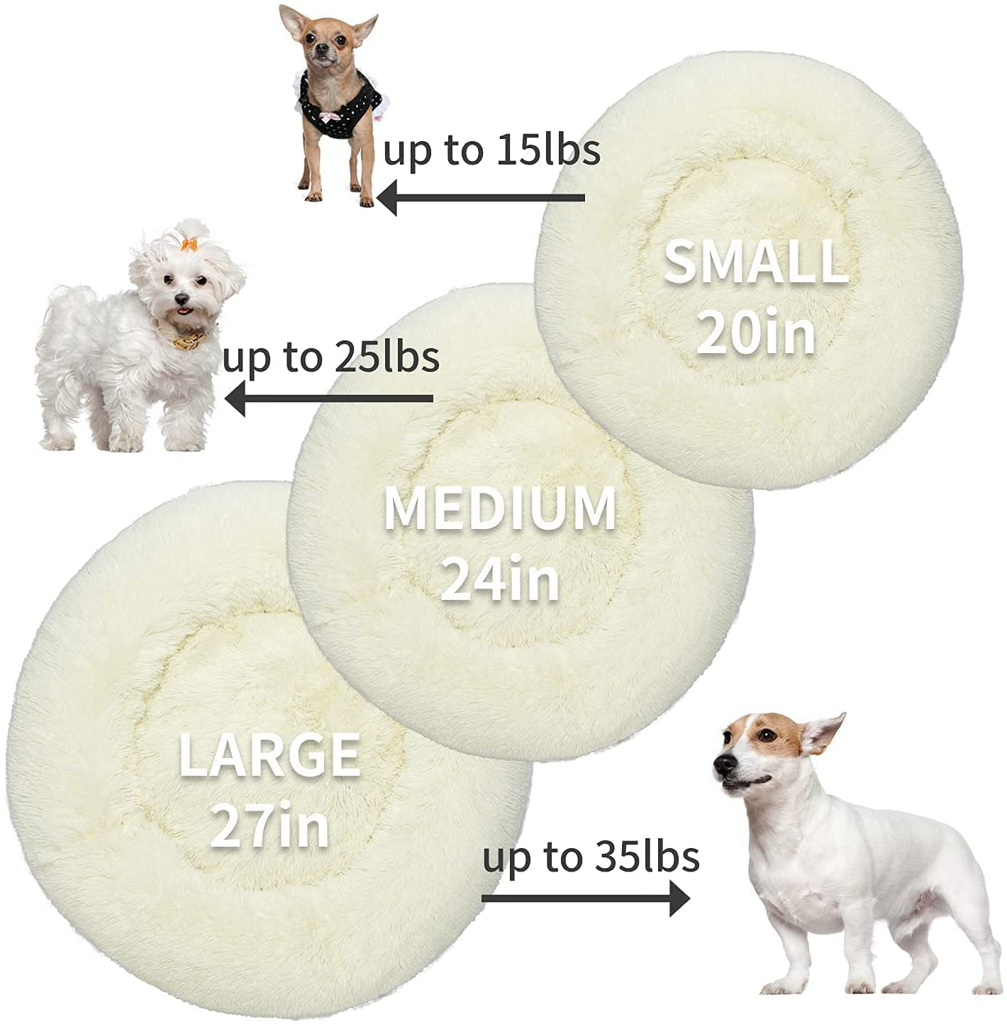 Raimaiso anti Anxiety round Fluffy Plush Faux Fur Warm Washable Dog Bed & Cat Bed, Original Bed for Small Medium Large Pets,Used to Relieve Joints and Improve Sleep（20"/24"/27''） Animals & Pet Supplies > Pet Supplies > Cat Supplies > Cat Beds Raimaiso   