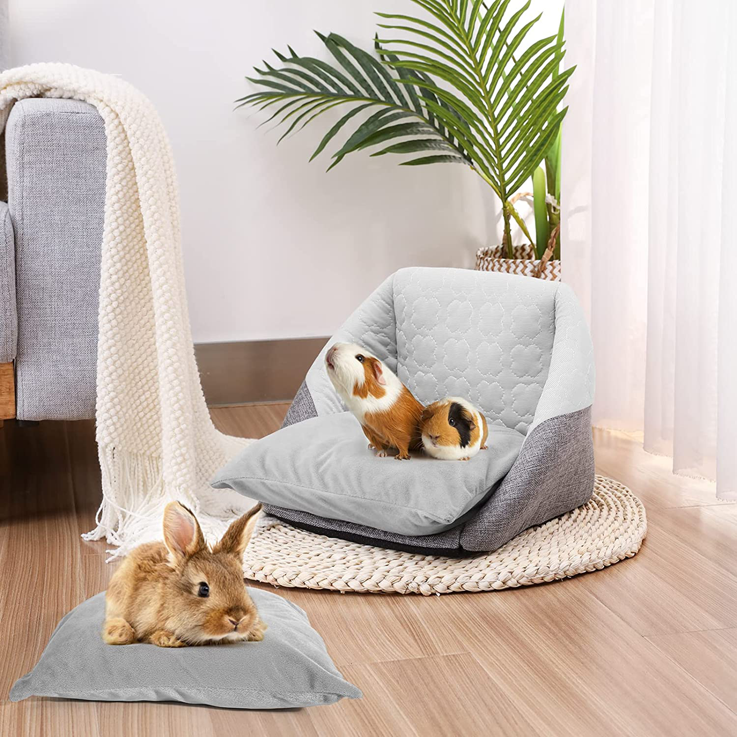 Vavopaw Guinea Pig Bed, 3-In-1 Small Animal Pets Houses Habitats Beds Warm Bunny Cave Cage Accessory for Small Pets Hamster Chinchilla Ferret Rabbit Hedgehog Squirrel Animals & Pet Supplies > Pet Supplies > Small Animal Supplies > Small Animal Habitat Accessories VavoPaw   