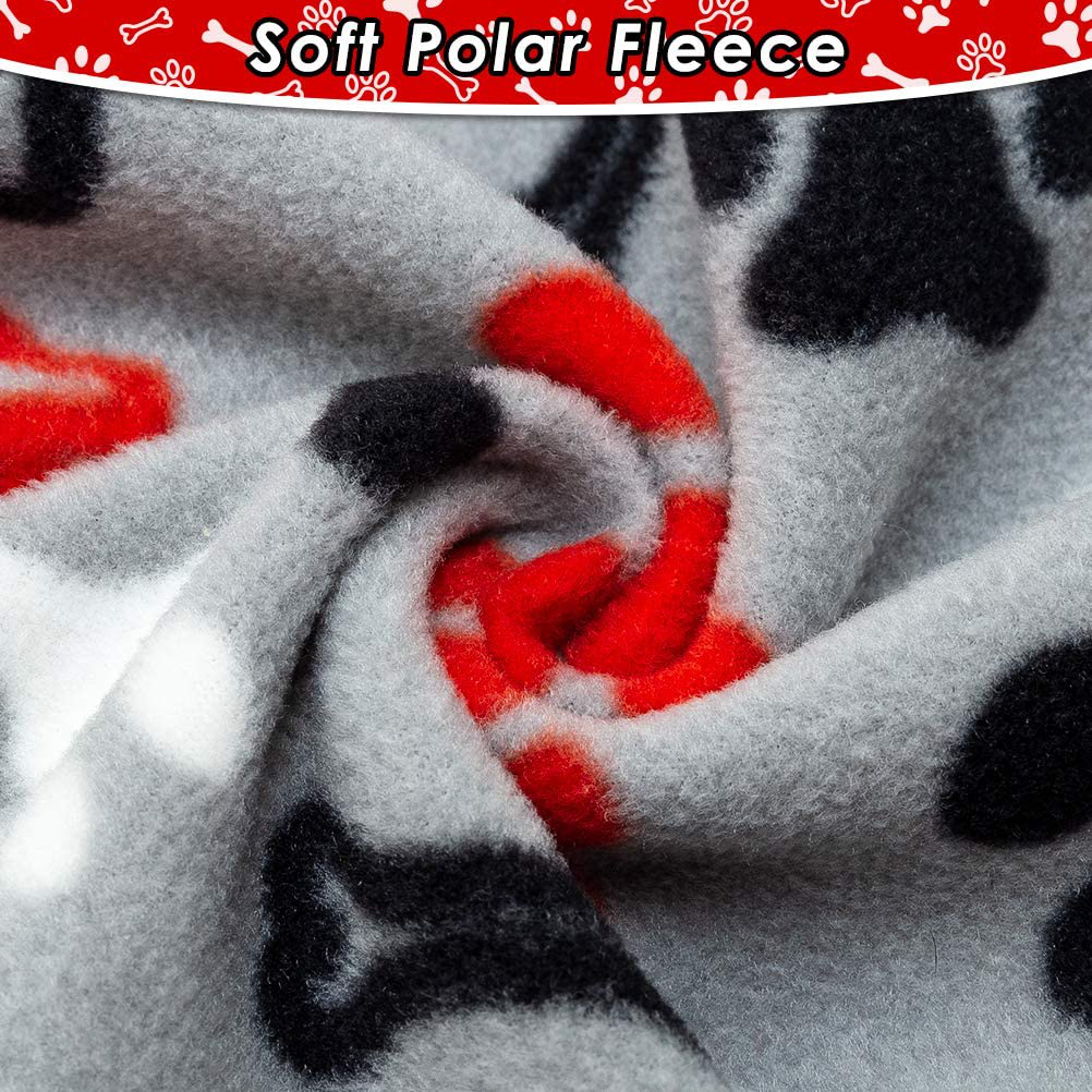 PUPTECK Soft Polar Fleece Dog Pajamas - Adorable Puppy Clothes Jumpsuit Pjs - Lightweight Cat Coat Pet Apparel - Cute Paw Design