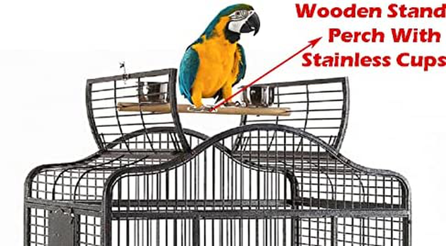 Extra Large Wrought Iron Open/Close Play Top Bird Parrot Cage, Include Metal Seed Guard Solid Metal Feeder Nest Doors Overall Dimensions: 35.25" Wx29.5 Lx62 H(With Seed Skirt) Animals & Pet Supplies > Pet Supplies > Bird Supplies > Bird Cages & Stands Mcage   