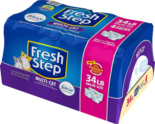Fresh Step Multi-Cat Scented Litter with the Power of Febreze, Clumping Cat Litter, 34 Pounds (Package May Vary) (Package May Vary) Animals & Pet Supplies > Pet Supplies > Cat Supplies > Cat Litter Fresh Step   