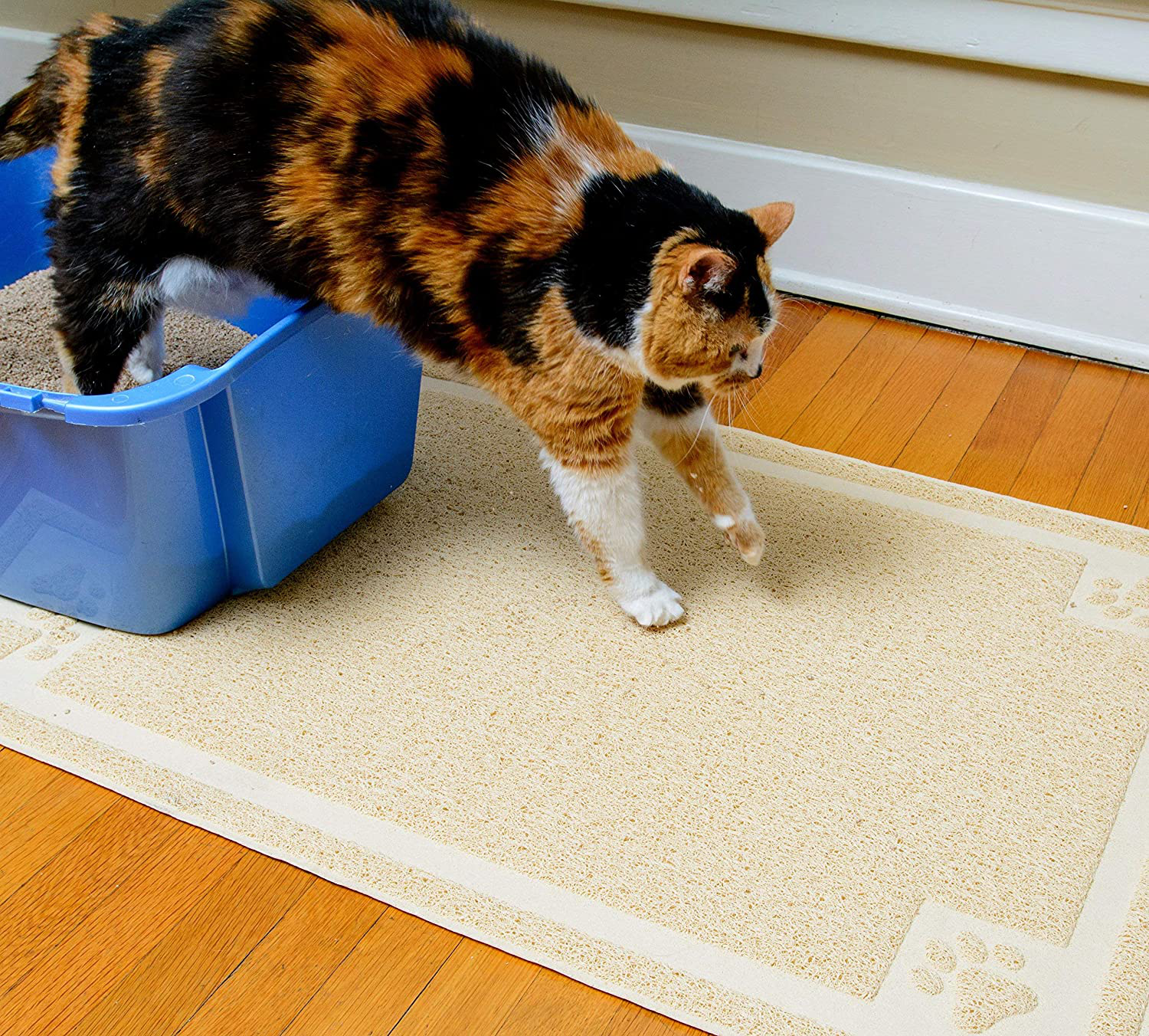 Cleanhouse Pets Cat Litter Mat (XL Size) - Non-Slip, Durable, Easy to Clean, Water Resistant - Eliminates Litter Tracking, Soft on Kitty Paws, Scatter Control for Cat Litter Box (Size: 36"X24") Animals & Pet Supplies > Pet Supplies > Cat Supplies > Cat Litter Box Liners American Dream Pet Products Beige  