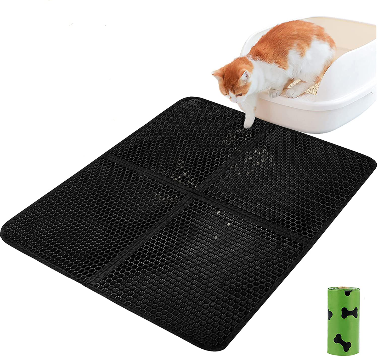 Dorakitten Cat Litter Mat Litter Box Mats Kitty Large Litter Trapping Foldable Mats Honeycomb Urine-Proof Waterproof Tracking Pad Cat Litter Catcher Rug with Pan Bags Animals & Pet Supplies > Pet Supplies > Cat Supplies > Cat Litter Box Mats Dorakitten   