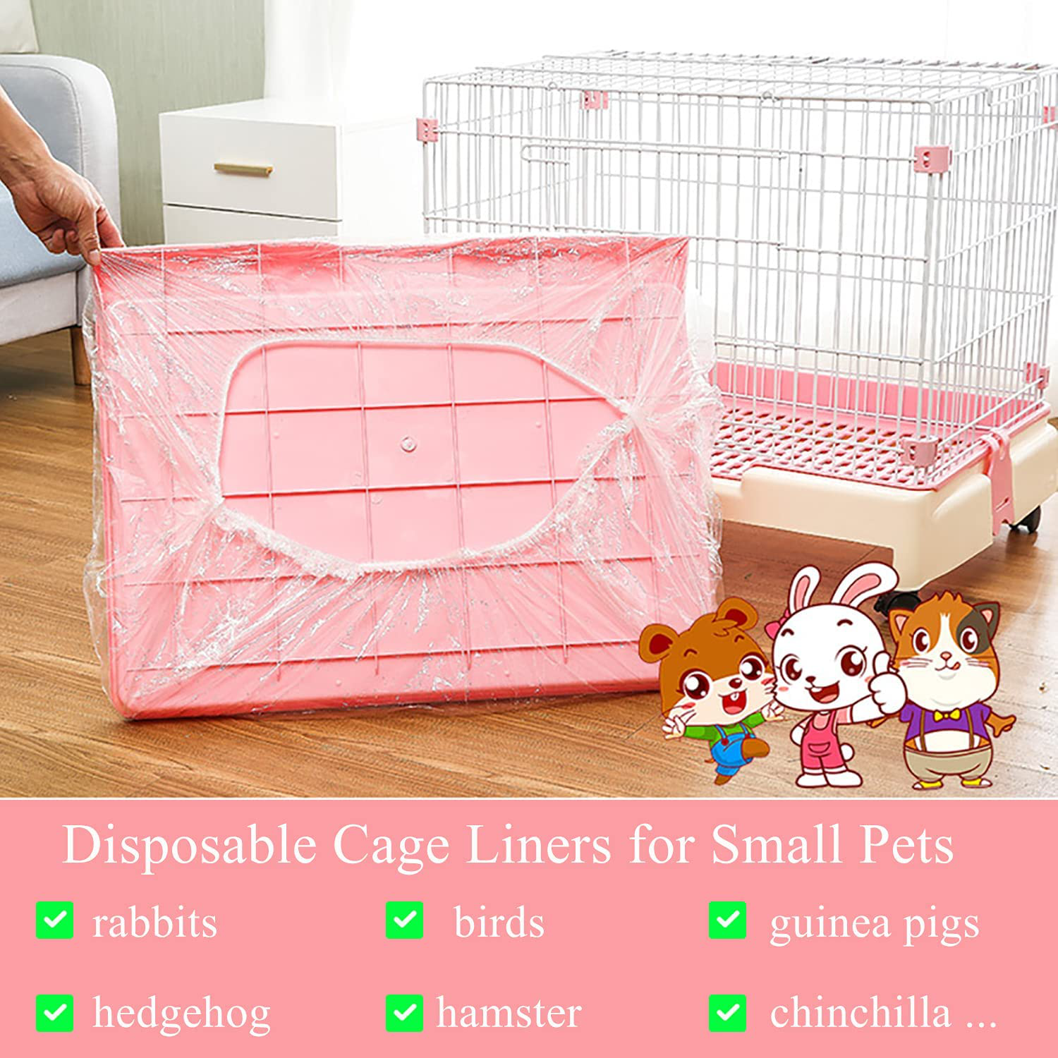 Guinea Pig Cage Liners, Disposable Cage Liners for Small Animals Bedding Waste & Litter Pan Bags, Plastic Bunny Cage Mat Film to Replace Diapers for Birds Rabbit Hamster Hedgehog Rats ... Animals & Pet Supplies > Pet Supplies > Small Animal Supplies > Small Animal Bedding Qguai   