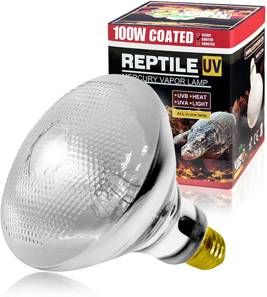 LUCKY HERP 100 Watt UVA UVB Mercury Vapor Bulb Self-Ballasted UV Heat Lamp/Bulb/Light for Reptile and Amphibian(100W Coated) Animals & Pet Supplies > Pet Supplies > Reptile & Amphibian Supplies > Reptile & Amphibian Habitat Heating & Lighting LUCKY HERP 100W Coated  