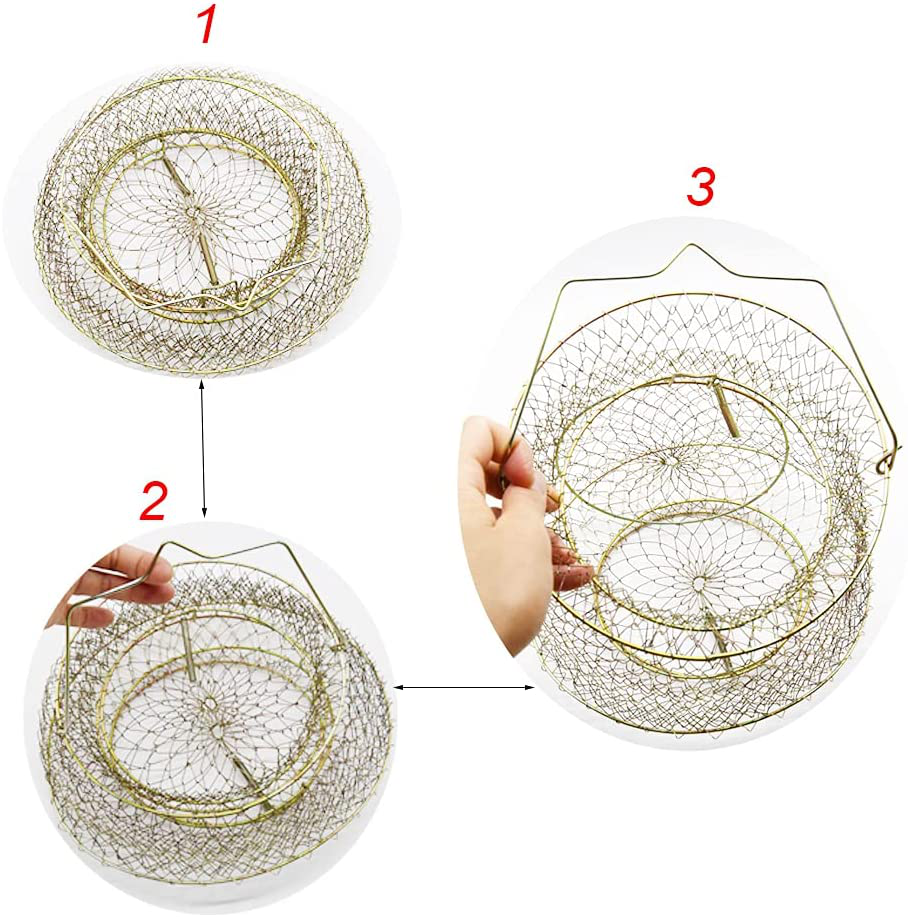 NA Collapsible Fish Crab Basket Bag Galvanized Wire Fish Crab Basket Fshing Net Cage Size: 9.8"X13.8"/11.8"X15.4" Animals & Pet Supplies > Pet Supplies > Fish Supplies > Aquarium Fish Nets N\\A   