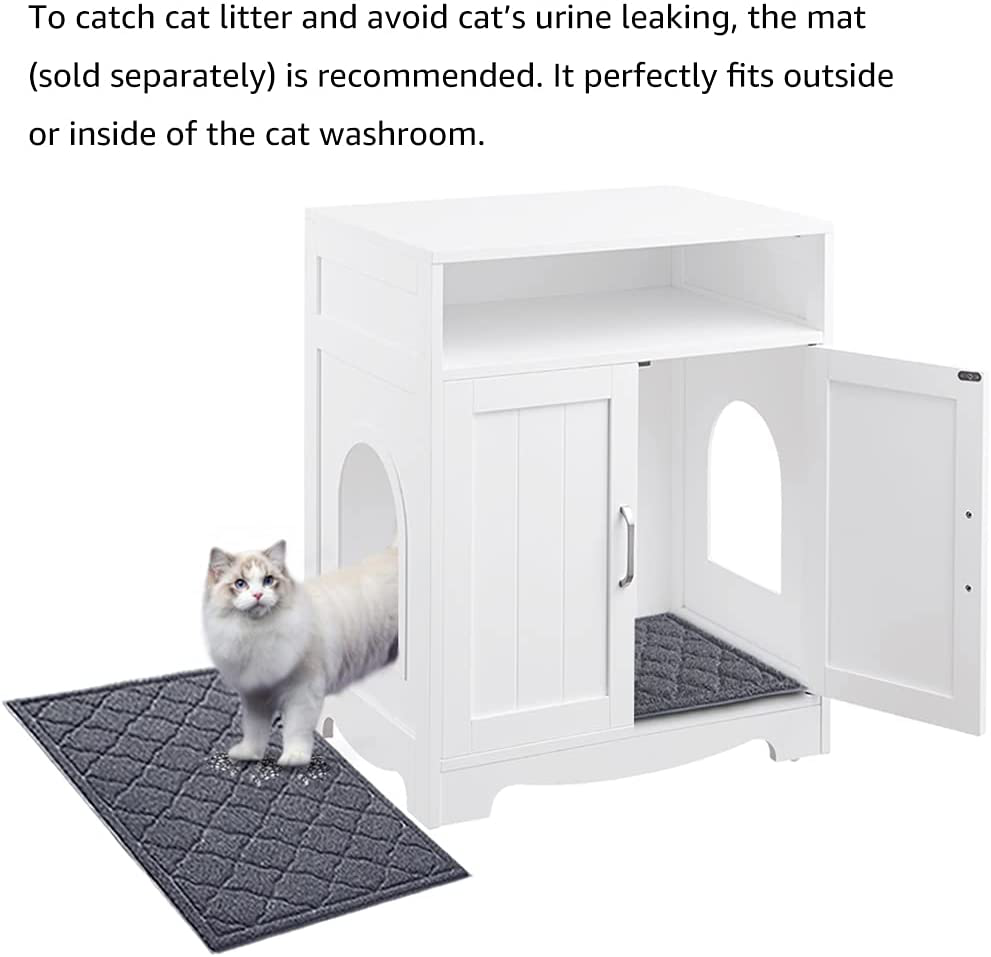 Beenbarks Cat Litter Box Enclosure, Privacy Cat Washroom with 2 Entrances, Designed for Quick Assembly Cat House Storage Nightstand, Wooden Pet Crate Furniture (Mat Only) Animals & Pet Supplies > Pet Supplies > Cat Supplies > Cat Furniture beeNbarks   