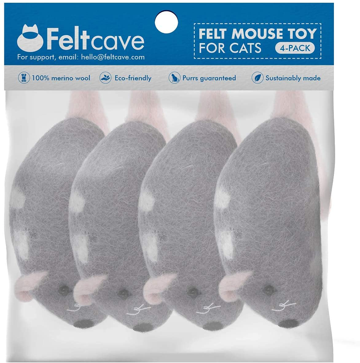 Feltcave Wool Cat Mouse Toys – Handmade Felt Mouse Cat Toy without Catnip, Cat Toys for Indoor Cats, Cat Mice Toys 4-Pack Animals & Pet Supplies > Pet Supplies > Cat Supplies > Cat Toys Feltcave   