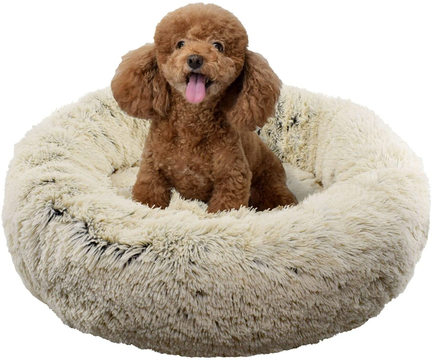 Fuzzball Fluffy Luxe Pet Bed, Calming Donut Cuddler – Machine Washable, Waterproof Base, Anti-Slip (For Small Dogs and Cats up to 25Lbs)