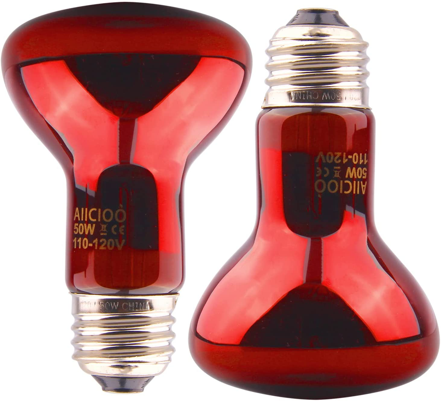 Reptile Red Light Bulbs - 100W Infrared Basking Spot Lamp Reptile Heat Lamp for Bearded Dragon Turtle Hermit Crab Leopard Gecko Tank 2Pack