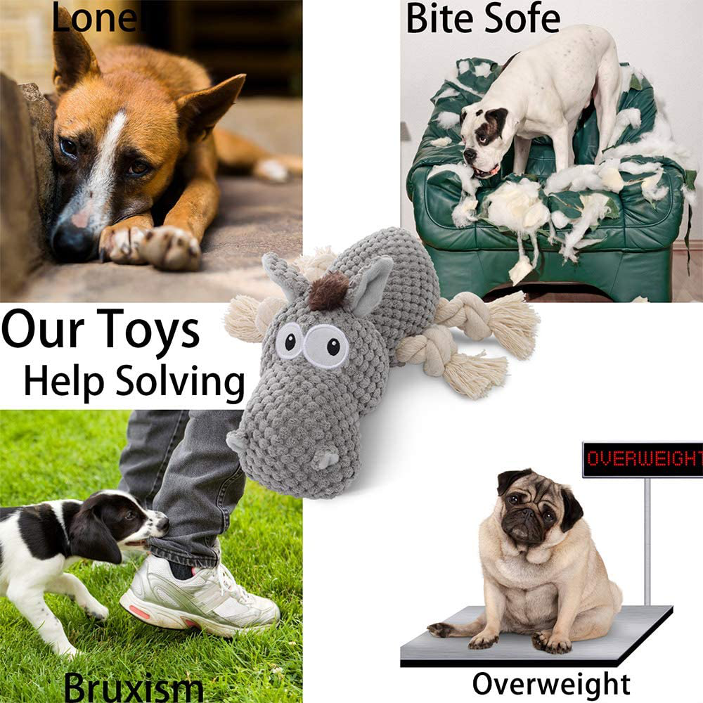 Sedioso Stuffed Dog Toys, Tug of War Plush Dog Toy for Large Breed, Cute Squeaky Dog Toys with Crinkle Paper, Dog Chew Toys for Puppy, Small, Middle, Big Dogs