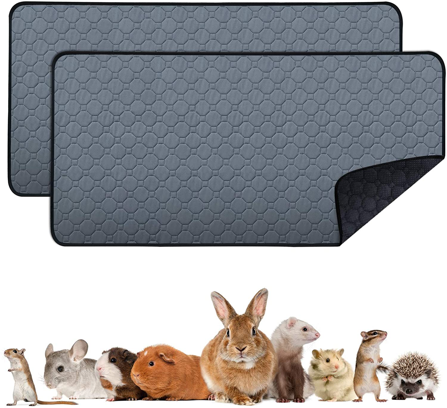 Britimes Guinea Pig Cage Liners, Washable & anti Slip Guinea Pig Bedding Pee Pads Accessories, Absorbent Mat, Grey for Small Animals Animals & Pet Supplies > Pet Supplies > Small Animal Supplies > Small Animal Bedding Britimes 2-pcs 24x47 Inch (Pack of 2) 