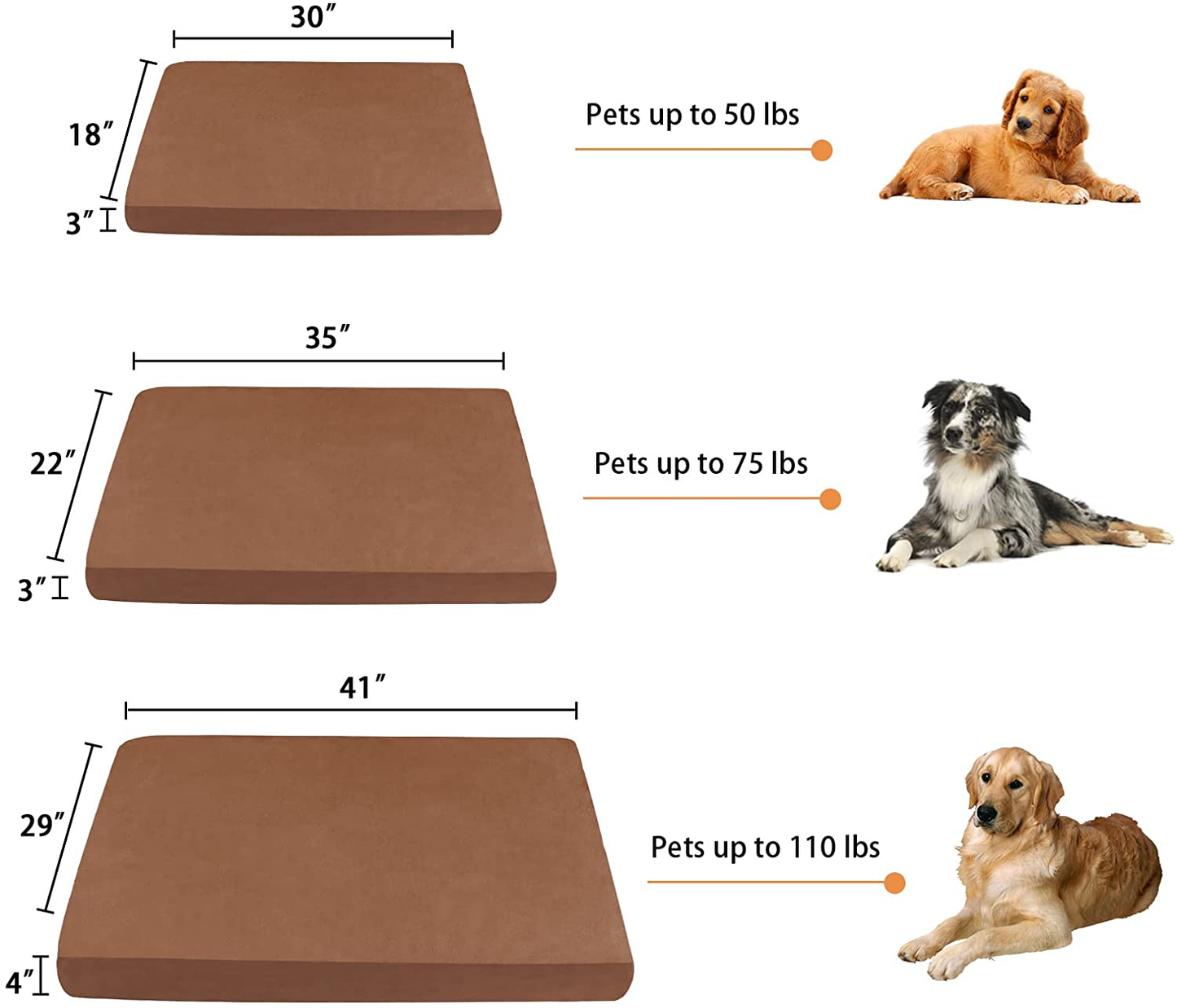 TIHEARY Orthopedic Dog Beds with Removable Washable Cover Waterproof Liner for Small Medium Large Dogs and Cats Egg Crate Memory Foam Pet Bed Mat with Non-Slip Bottom Animals & Pet Supplies > Pet Supplies > Dog Supplies > Dog Beds TIHEARY   