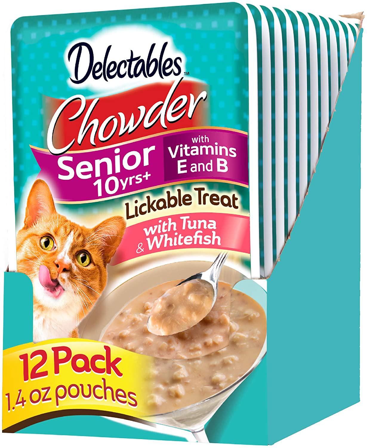 Hartz Delectables Chowder Lickable Wet Cat Treats for Kitten, Adult & Senior Cats, Multiple Flavors Animals & Pet Supplies > Pet Supplies > Cat Supplies > Cat Treats Hartz Tuna & Whitefish, for Seniors 10 Years + 1.4 Ounce (Pack of 12) 