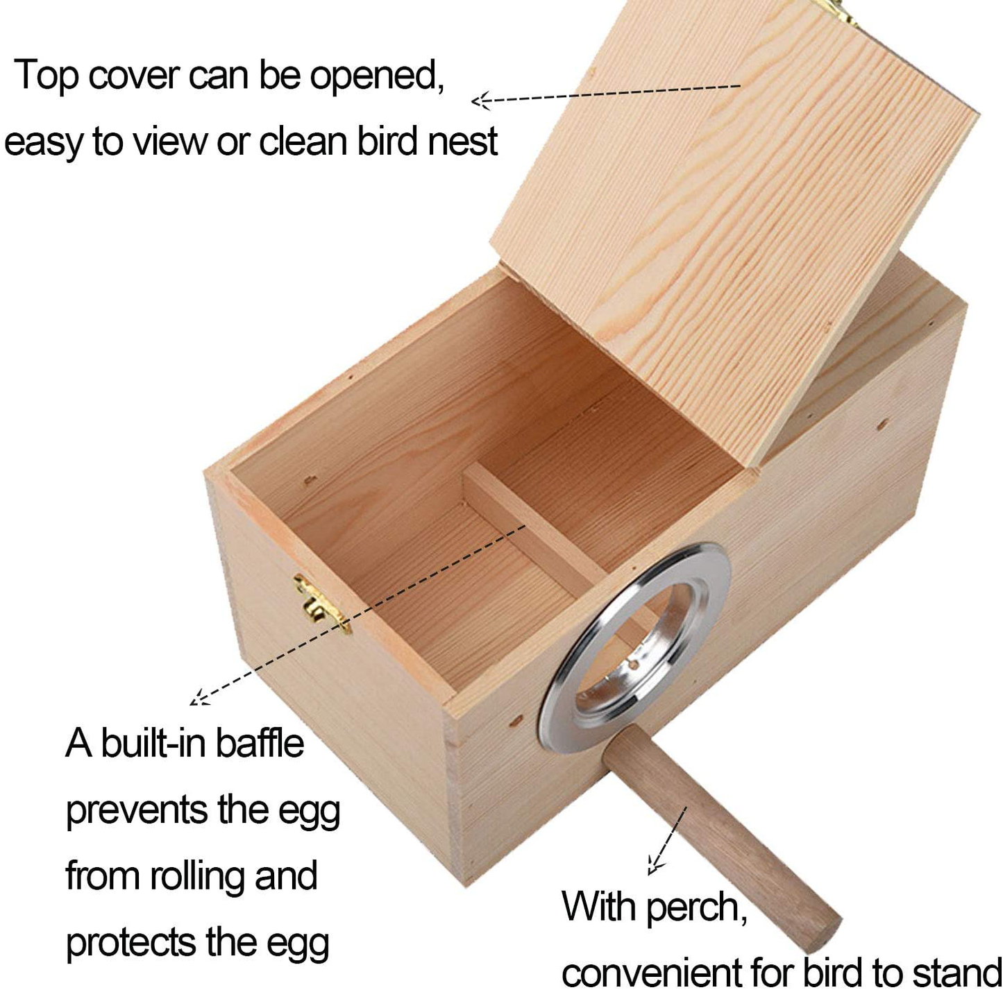 Kathson Parrot Nest Breeding Box, Wood Bird Nest for Cage, Parakeet Nesting Box with Perches Pet House Natural Coconut Fiber Bird Toys for Parakeet Cockatoo Budgie Cockatiel Lovebirds (Small) Animals & Pet Supplies > Pet Supplies > Bird Supplies > Bird Cage Accessories kathson   