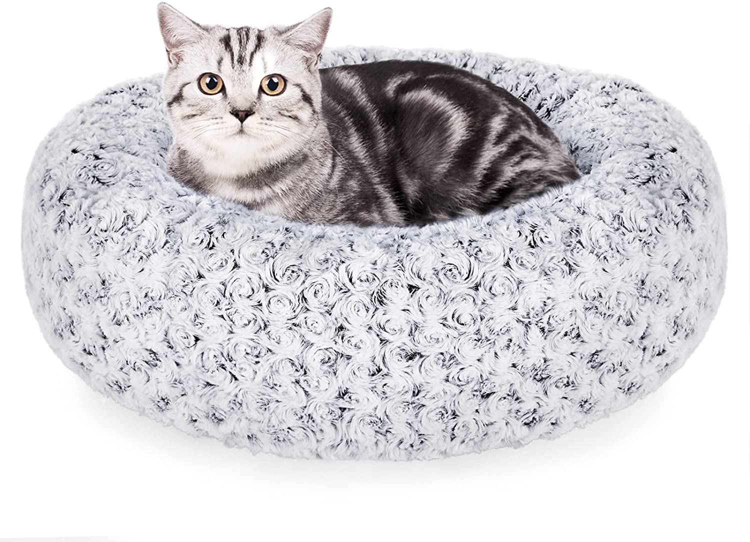 Furpezoo Calming Donut Cat Dog Bed of Rose Plush, Warming Cozy Soft Cat round Bed,Donut Cat Cuddler Bed with Removable Washable Cover Animals & Pet Supplies > Pet Supplies > Dog Supplies > Dog Beds Furpezoo   