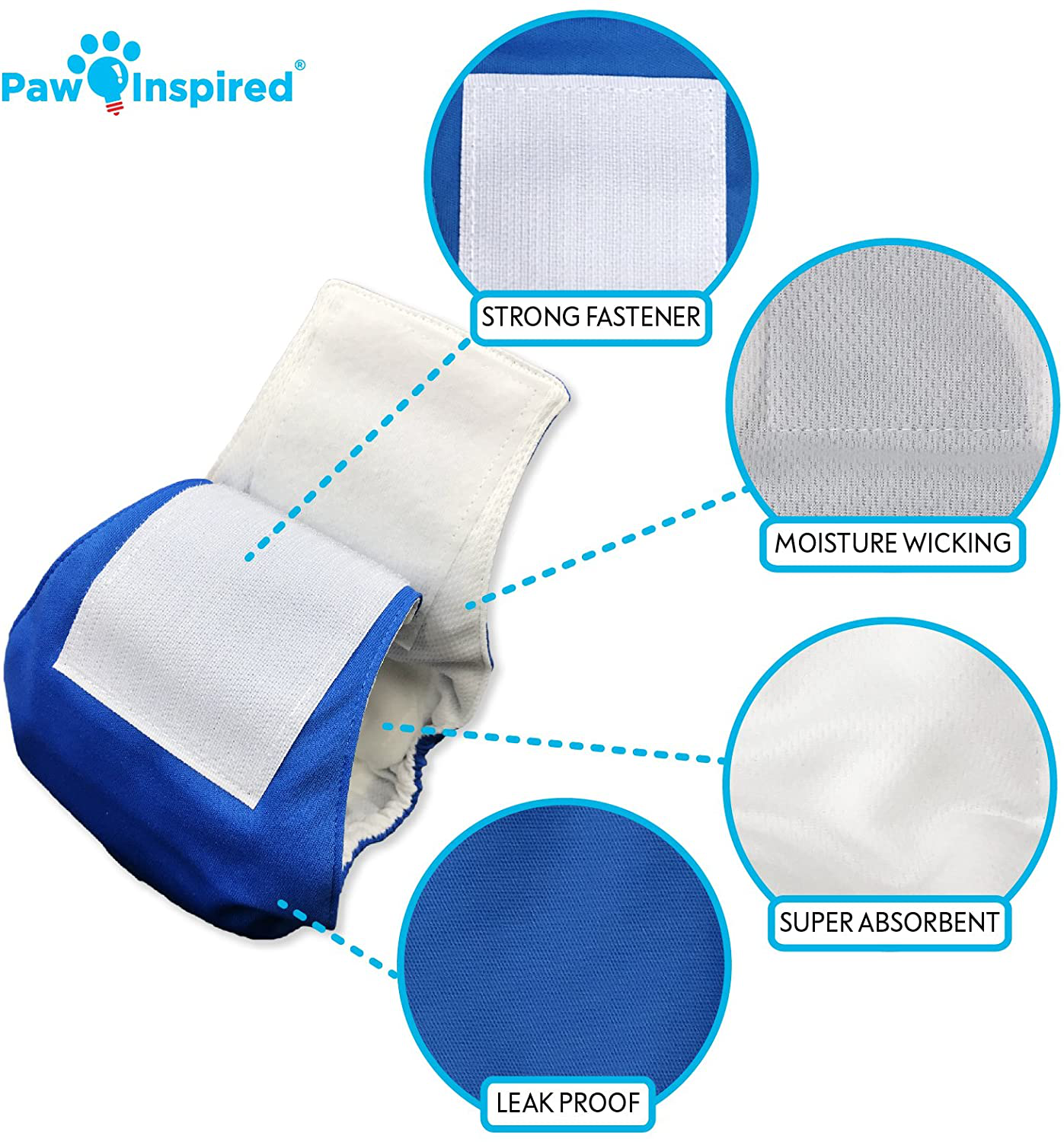 Paw Inspired Male Dog Wraps Washable, Belly Band for Dogs | Washable Dog Diapers, Reusable Male Wraps for Dogs L Cloth Male Dog Diapers for Marking and Excitable Urination Animals & Pet Supplies > Pet Supplies > Dog Supplies > Dog Diaper Pads & Liners Paw Inspired   