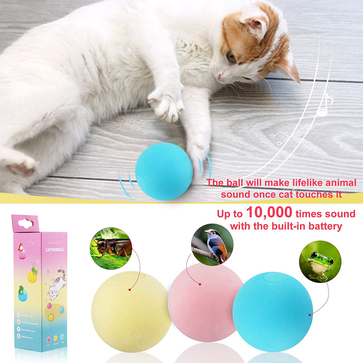 Qutz Cat Toys for Indoor Cats, Catnip Toys Makes 3 Lifelike Animal Chirping Sound, Bird Frog Cricket, Interactive Cat Toy, Stimulating Cats Chasing Chewing and Exercising, 3PCS Pack Animals & Pet Supplies > Pet Supplies > Cat Supplies > Cat Toys QuTZ   