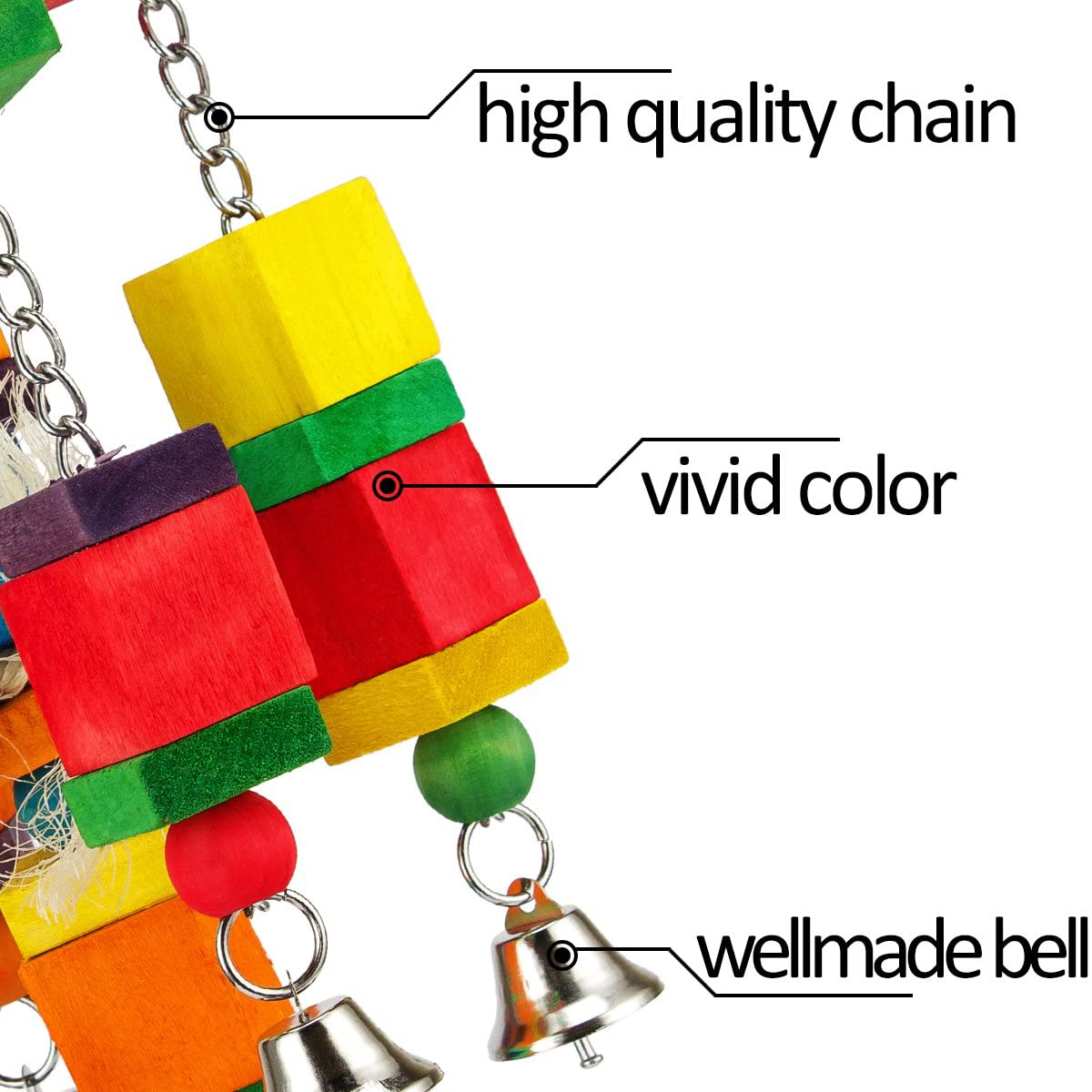 MEWTOGO Natural Wood Bird Parrot Swing Chewing Toys- Hanging Bell Bird Chew Bite Cage Stand Toys for Parakeets Cockatiels Conures Love Birds Finches Budgie Small to Medium Sized Birds Animals & Pet Supplies > Pet Supplies > Bird Supplies > Bird Toys MEWTOGO   