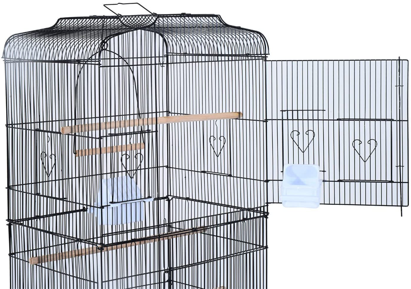 Pawhut 60" Metal Indoor Bird Cage Starter Kit with Detachable Rolling Stand, Storage Basket, and Accessories Animals & Pet Supplies > Pet Supplies > Bird Supplies > Bird Cages & Stands PawHut   