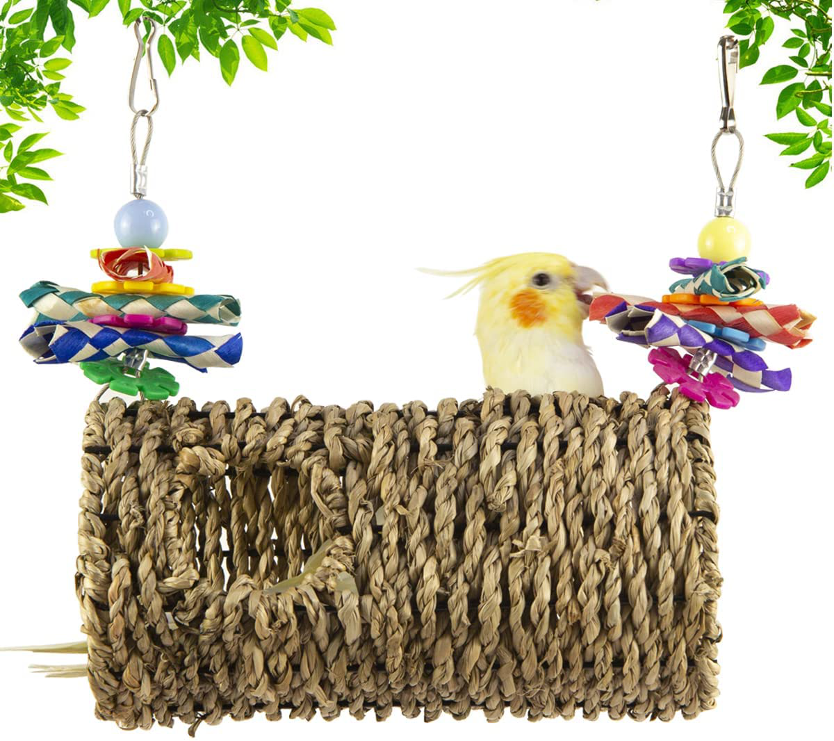 Vehomy Seagrass Bird House Bird Parrot Sea Grass Tent Parrot Tunnel with Holes Natural Hanging Hammock Swing Nest Bird Snuggle Hut Toy for Bird Parrot Hamster Animals & Pet Supplies > Pet Supplies > Bird Supplies > Bird Toys Vehomy   