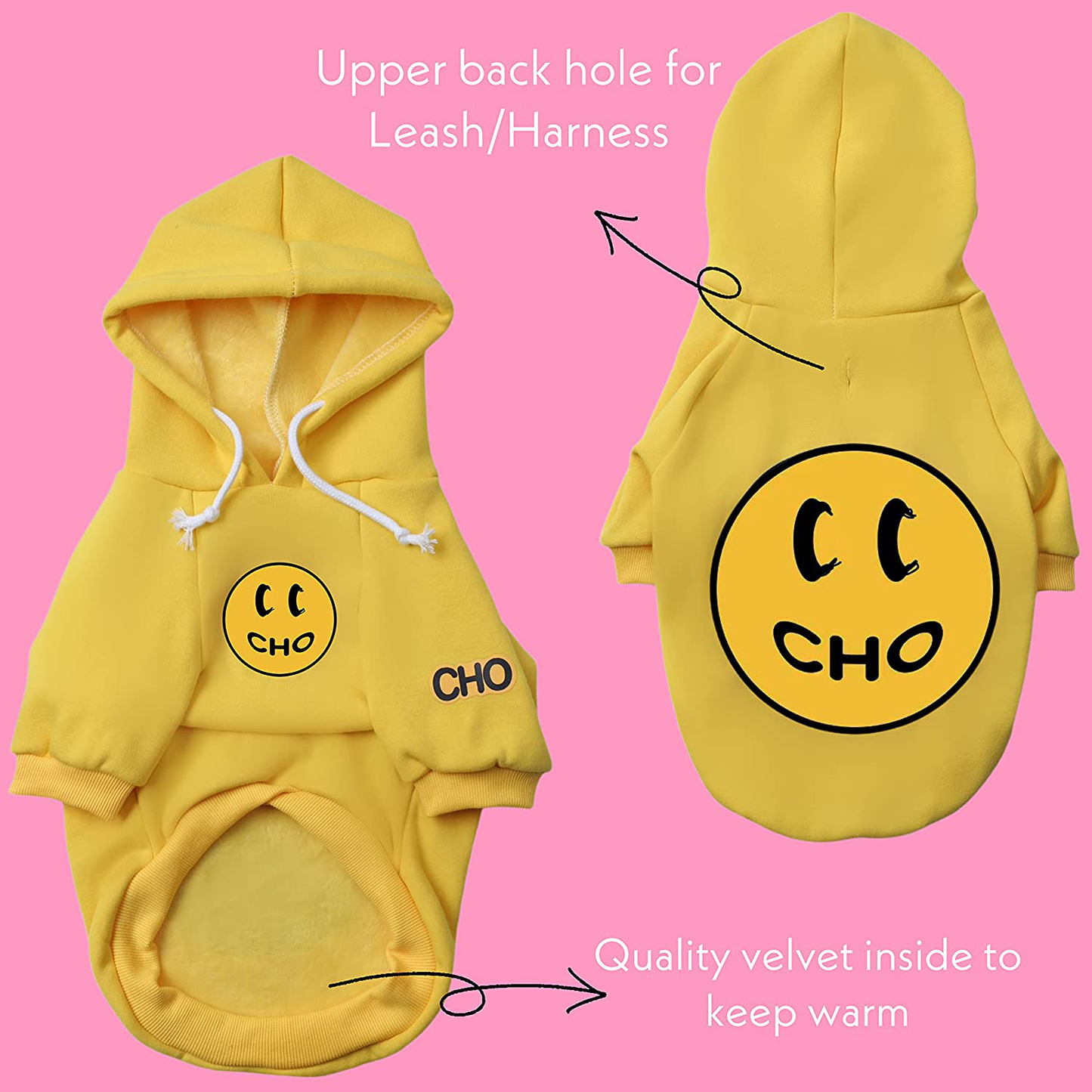 Chochocho Smile Dog Hoodie, Smiley Face Dog Sweater, Stylish Dog Clothes, Cotton Sweatshirt for Dogs and Puppies, Fashion Outfit for Dogs Cats Puppy Small Medium Large Animals & Pet Supplies > Pet Supplies > Dog Supplies > Dog Apparel ChoChoCho   