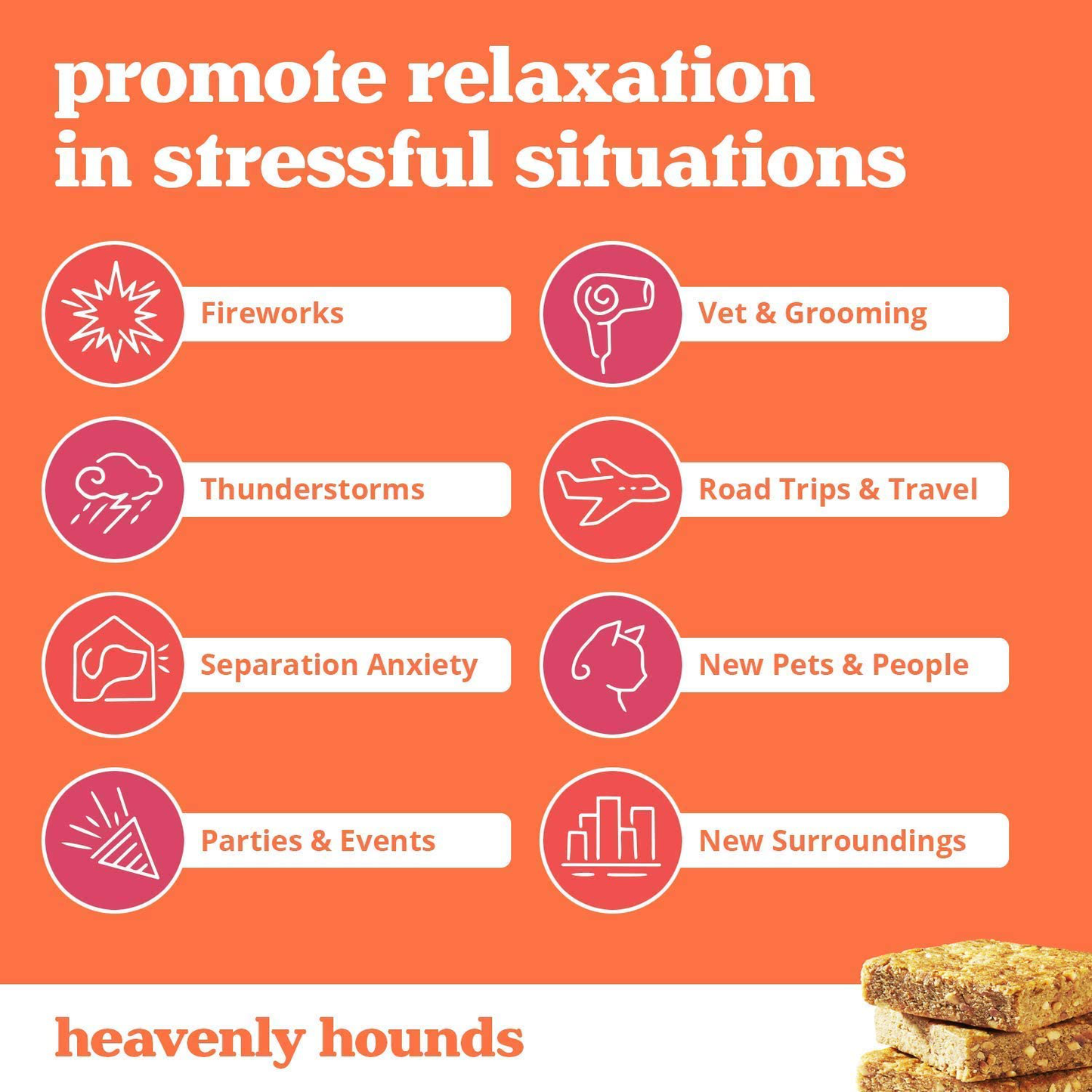 Heavenly Hounds Dog Calming Treats without Hemp | Peanut Butter Flavored Dog Relaxant Chew for Stress, Aggression, Anxiety and Hyperactivity Animals & Pet Supplies > Pet Supplies > Small Animal Supplies > Small Animal Treats Heavenly Hounds   