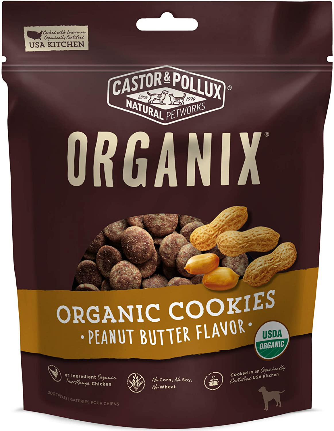 Castor & Pollux Organic Dog Cookies Crafted in the USA Animals & Pet Supplies > Pet Supplies > Dog Supplies > Dog Treats Castor & Pollux Peanut Butter 12 Ounce (Pack of 1) 