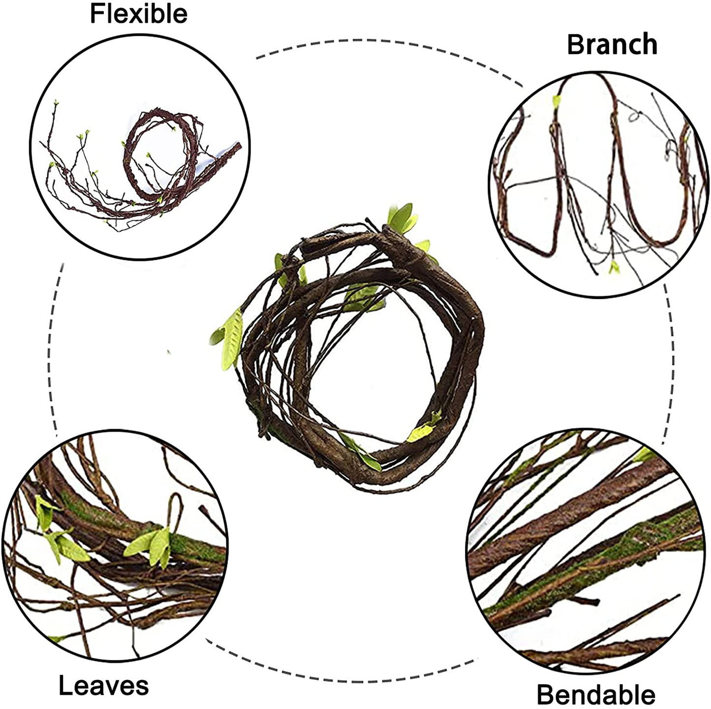 Reptile Bend-A-Branch Vines Flexible Leaves Pet Habitat Decor Climber Jungle Long Vines for Climbing Crested Gecko Lizard Frogs Snakes Chameleon 5 Pcs Animals & Pet Supplies > Pet Supplies > Reptile & Amphibian Supplies > Reptile & Amphibian Habitat Accessories Hamiledyi   