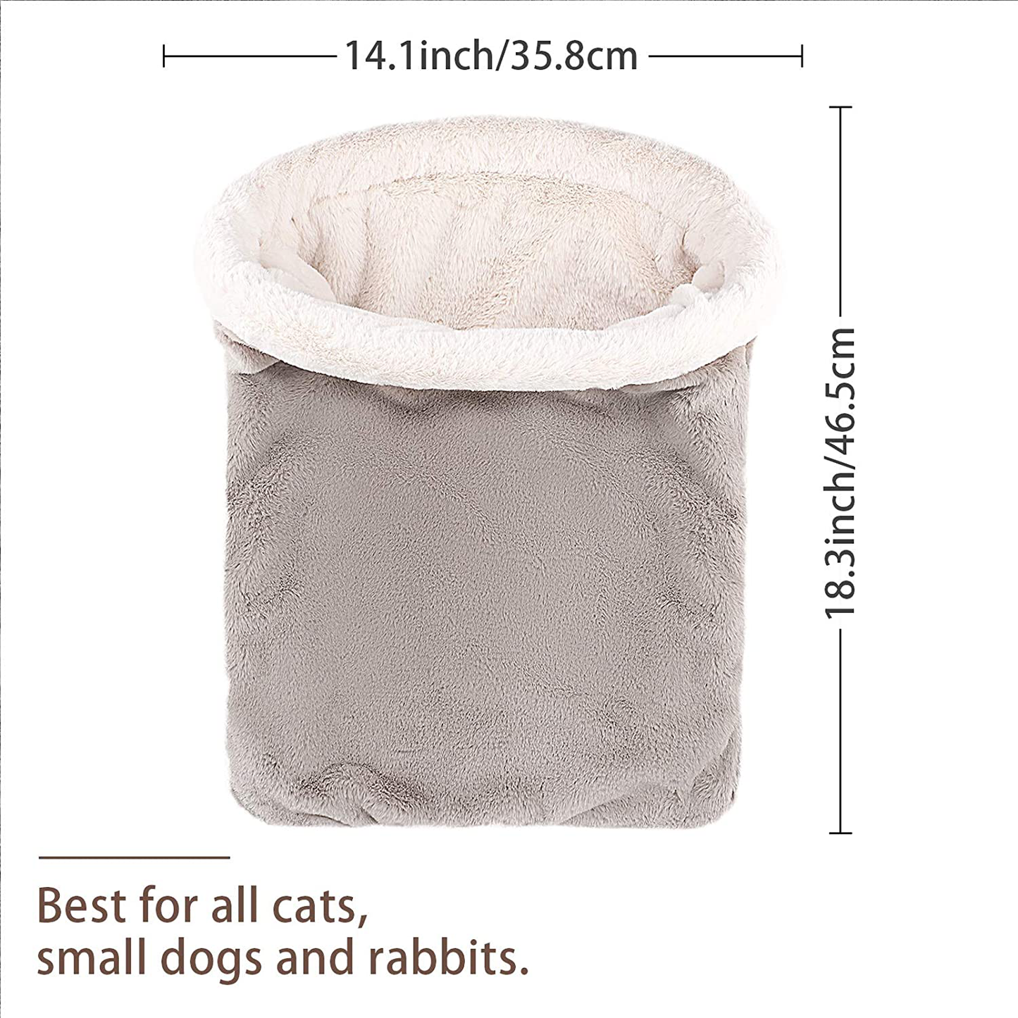 Cat Sleeping Bag Self Warming Cat Beds for Indoor Cats Cute Soft Fluffy Cat Bed Mat Washable Kitten Bed for Puppy Small Dogs & All Size Cats (Grey)