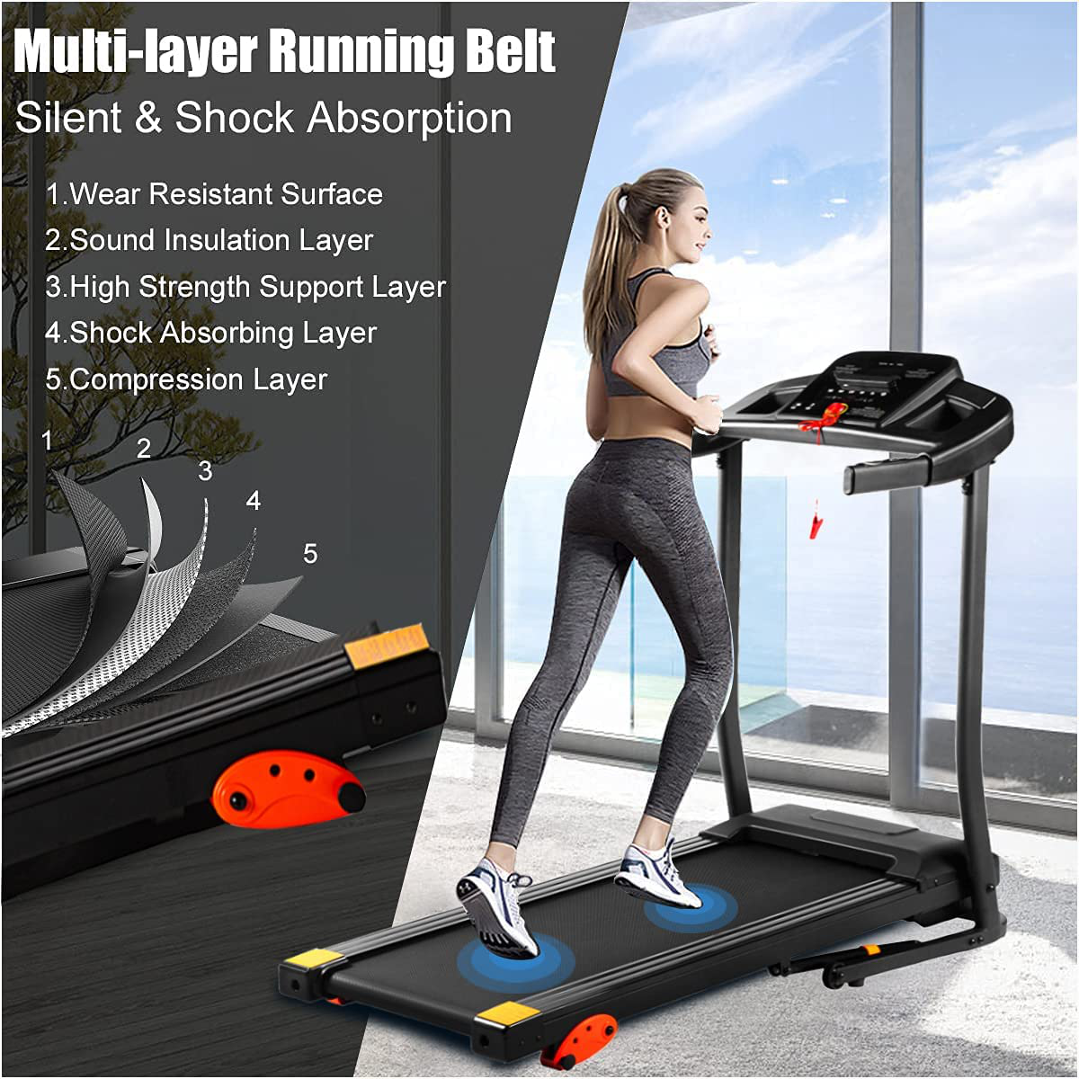 Treadmill,Treadmills for Home, 2.5HP Portable Foldable Treadmill with 15 Pre Set Programs and LED Display Panel Animals & Pet Supplies > Pet Supplies > Dog Supplies > Dog Treadmills Anwick   