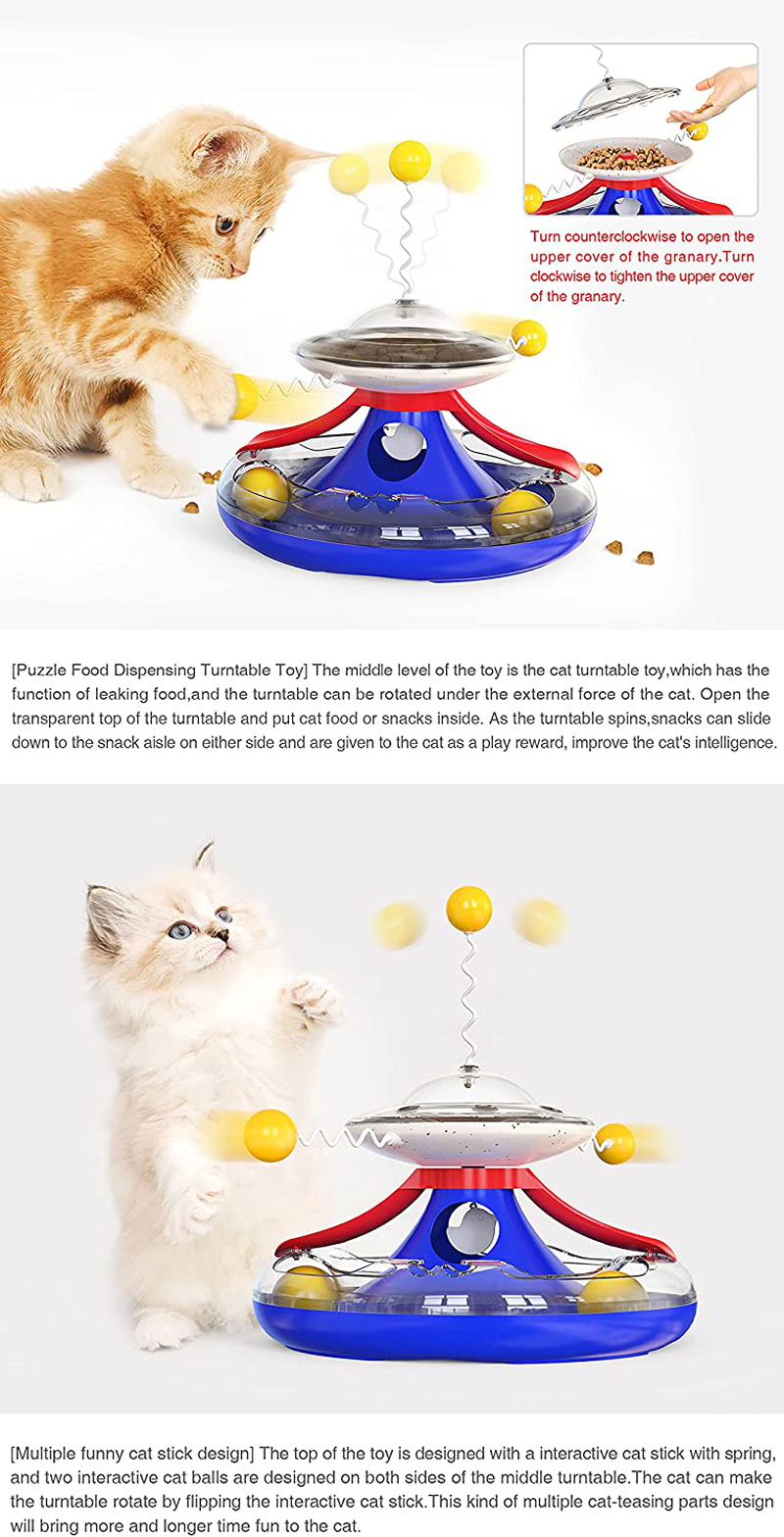 Turntable Kitten Toys, Interactive Cat Toys, Cat Toys for Indoor, Cat Toys That Can Distribute Food to Make Cats Play, Puzzle Kitty Toys. XNYCWX Animals & Pet Supplies > Pet Supplies > Cat Supplies > Cat Toys XNYCWX   