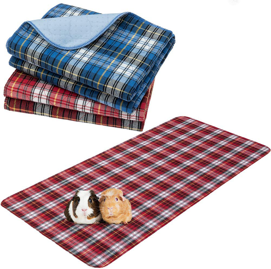 EXPAWLORER Guinea Pig Cage Liners & Cleaning Brush Set - 2 Pack Washable Fleece Guinea Pig Pads for Dogs Waterproof & Non-Slip, Reusable Plaid Pee Pads for Small Animals Cats Rabbits Puppies Animals & Pet Supplies > Pet Supplies > Small Animal Supplies > Small Animal Bedding EXPAWLORER   