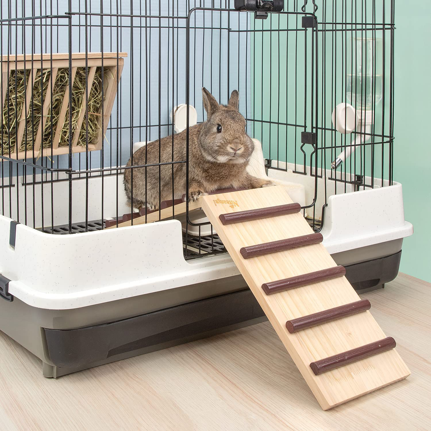 Niteangel Wooden Cage Bridge for Rabbits, Guinea Pigs and Chinchilla, Large Size