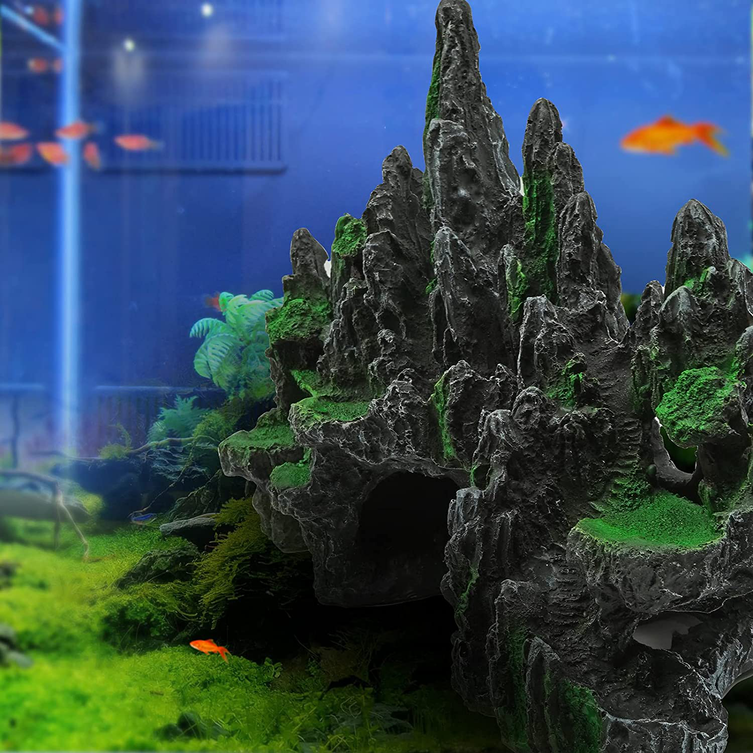 MINYULUA Large Fish Tank Decorations, Resin Mountain View Aquarium Orn –  KOL PET