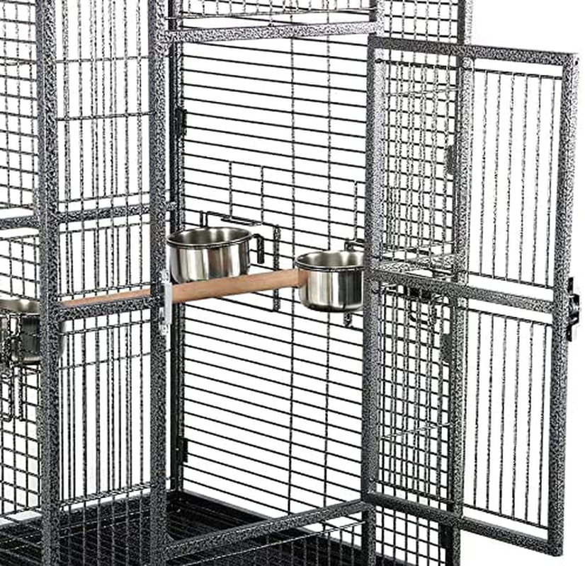 Mcage 76" Large 2 in 1 Durable Wrought Iron Double Decker for Birds Parrots Rolling Cage with Play Top Perch Stand Animals & Pet Supplies > Pet Supplies > Bird Supplies > Bird Cage Accessories Mcage   