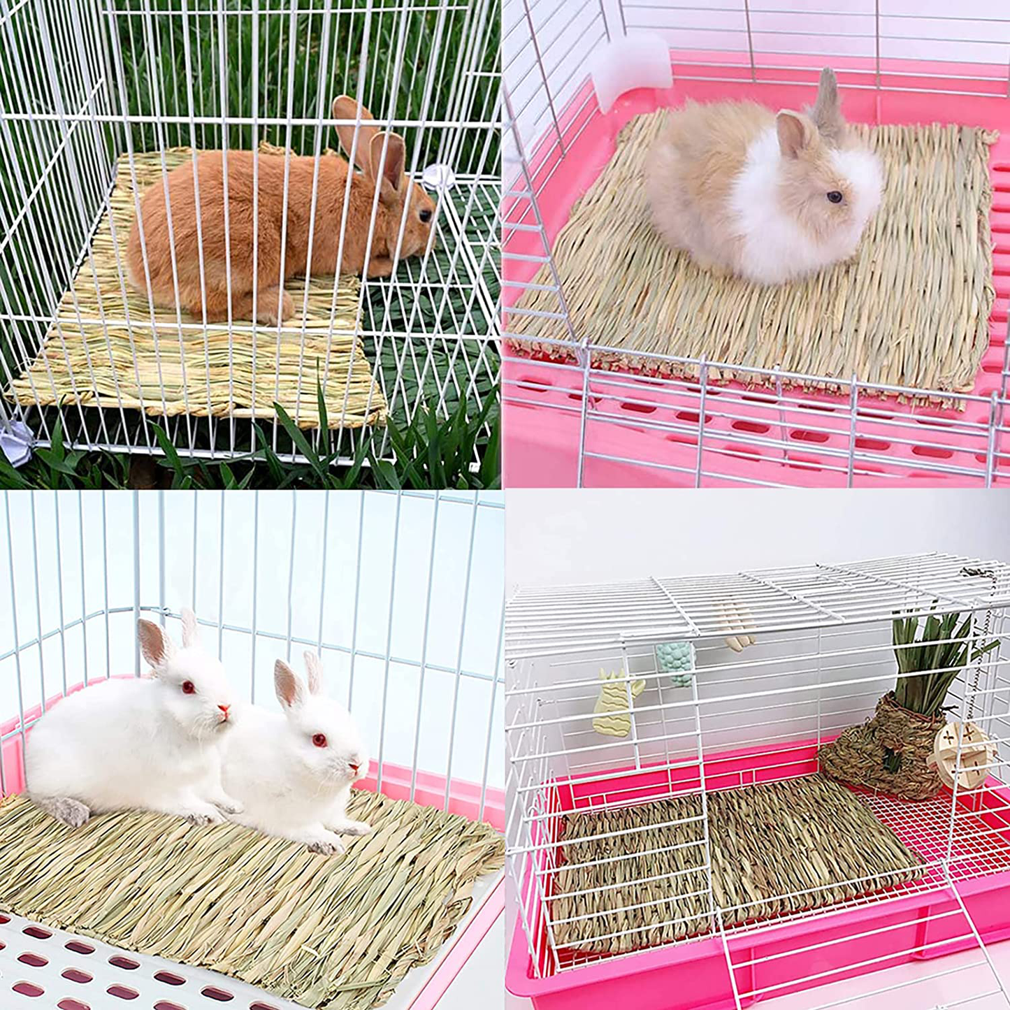 Grass Mat-Woven Bed Mat, Rabbit Bunny Bedding Mat for Small Animals, Natural Straw Woven Grass Bed Mat Chew Toys Bed for Pet, Guinea Pig Hamster Chinchilla Parrot Squirrel Rat 3PCS Animals & Pet Supplies > Pet Supplies > Small Animal Supplies > Small Animal Bedding WoLover   