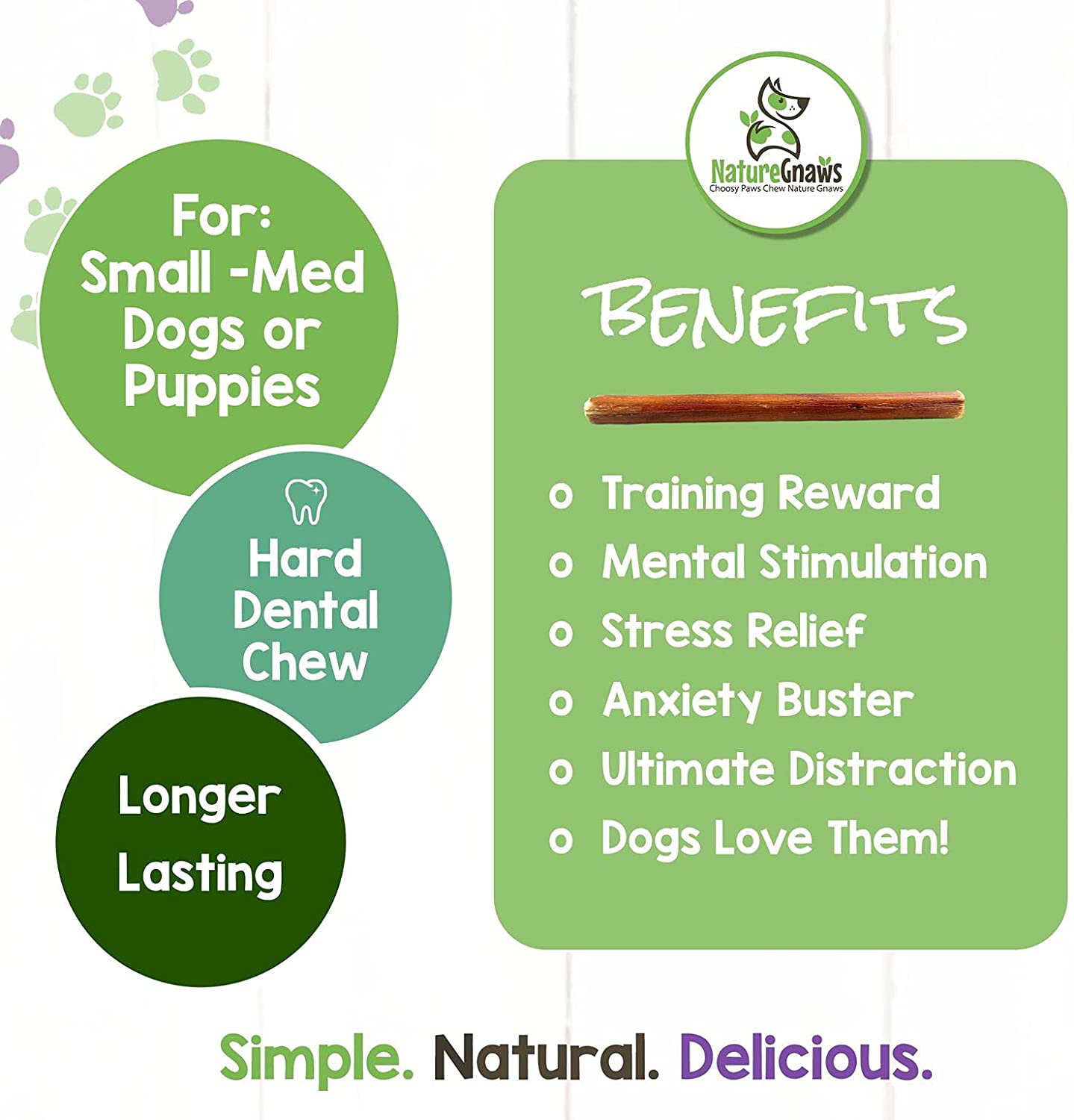 Nature Gnaws Small Bully Sticks for Dogs - Premium Natural Beef Bones - Thin Long Lasting Dog Chew Treats for Light Chewers & Puppies - Rawhide Free - 6 Inch Animals & Pet Supplies > Pet Supplies > Small Animal Supplies > Small Animal Treats Nature Gnaws   