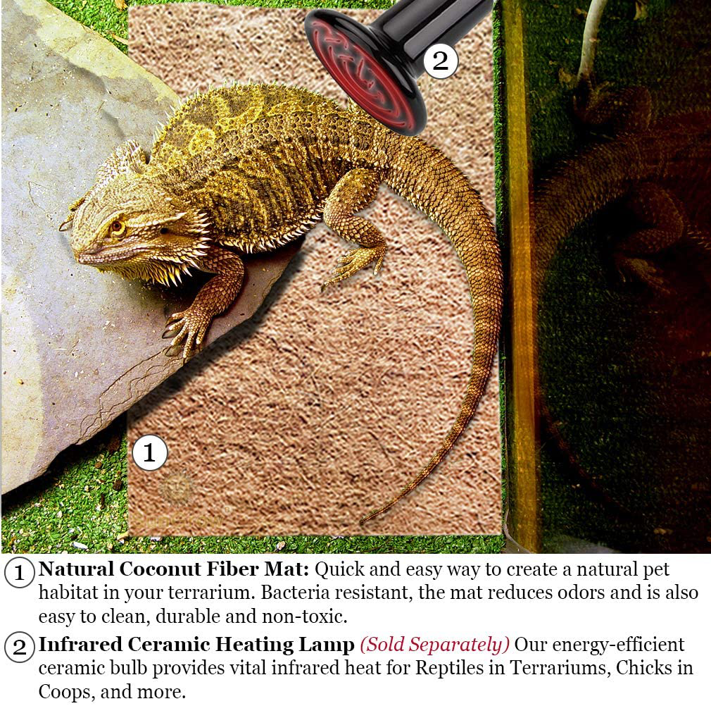 Sungrow Coco Fiber Mat for Pets, 10-Inches X 13-Inches, Reptile Bed, Terrarium Liner for Snakes, Chameleons, Geckos, Climbing Carpet, 1-Piece Animals & Pet Supplies > Pet Supplies > Reptile & Amphibian Supplies > Reptile & Amphibian Substrates SunGrow   