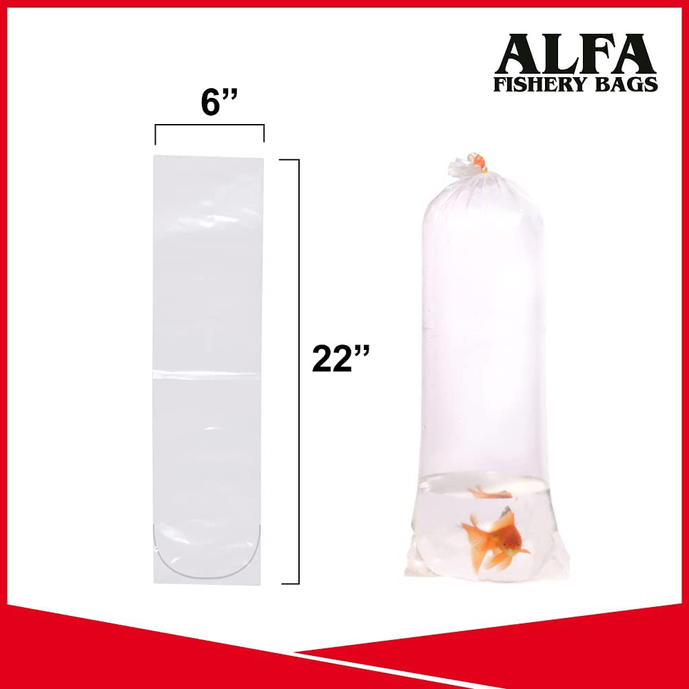 ALFA Fishery Bags Pack of 100 Leak Proof Clear Plastic Fish Bags for Marine and Tropical Fish Transport 2 Mil. Animals & Pet Supplies > Pet Supplies > Fish Supplies > Aquarium Fish Nets ALFA FISHERY BAGS   