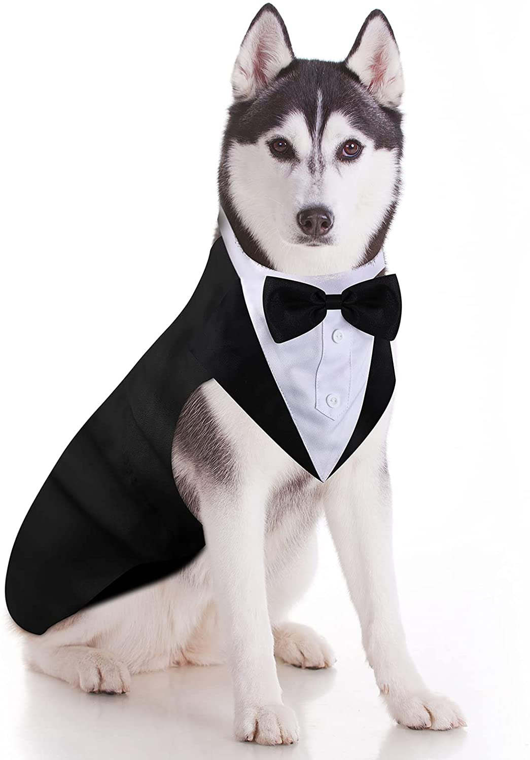 Dog Tuxedo Dog Suit and Bandana Set Dogs Formal Tuxedo Pet Wedding Party Suit Wedding Bow Tie Shirt for Wedding Halloween Birthday Costumes (XL) Animals & Pet Supplies > Pet Supplies > Dog Supplies > Dog Apparel Weewooday Large  