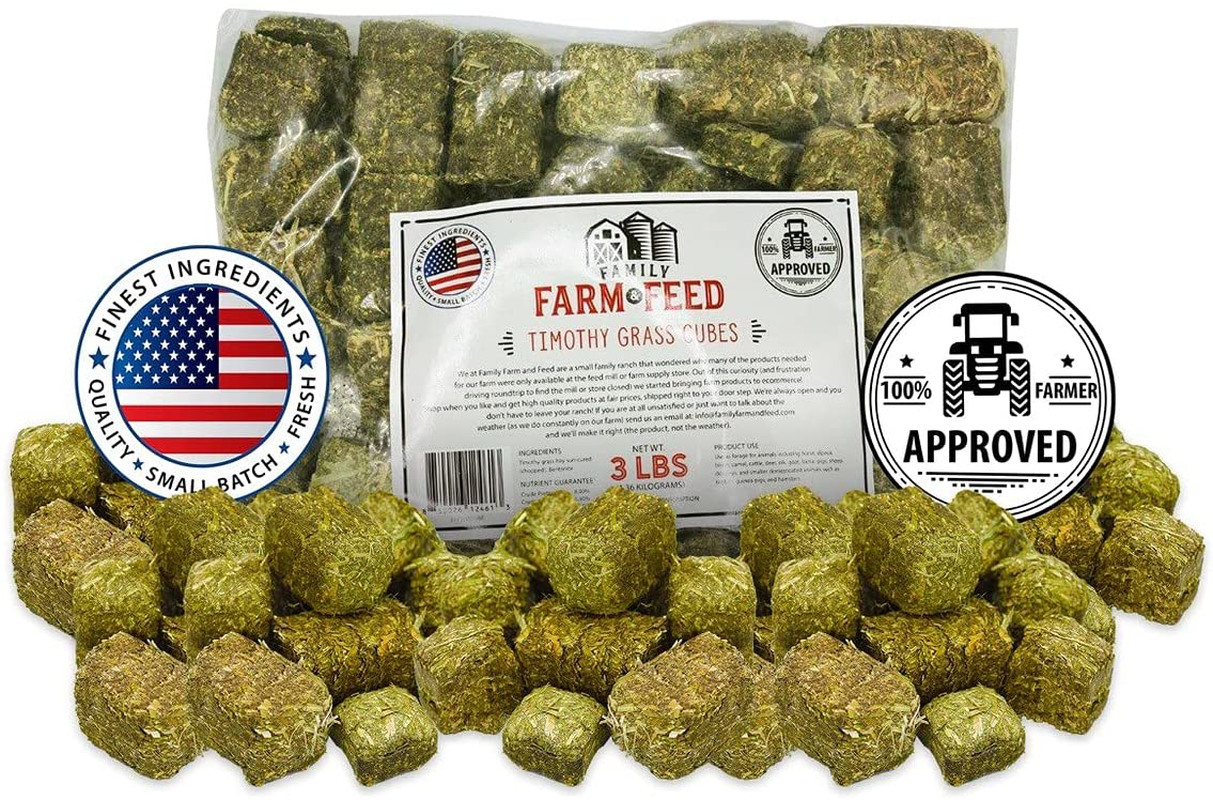 Family Farm and Feed Quality Pet Food | Small Pet | Young and Adult | Small Batch Fresh | Grass Hay | Alfalfa Cube | Brewers Yeast | Alfalfa Pellet | Fish Food | Oyster Shell | Timothy Cube | Dry Molasses | Orchard Pellet | Timothy Pellet Animals & Pet Supplies > Pet Supplies > Small Animal Supplies > Small Animal Food FAMILY FARM AND FEED Timothy Cube  