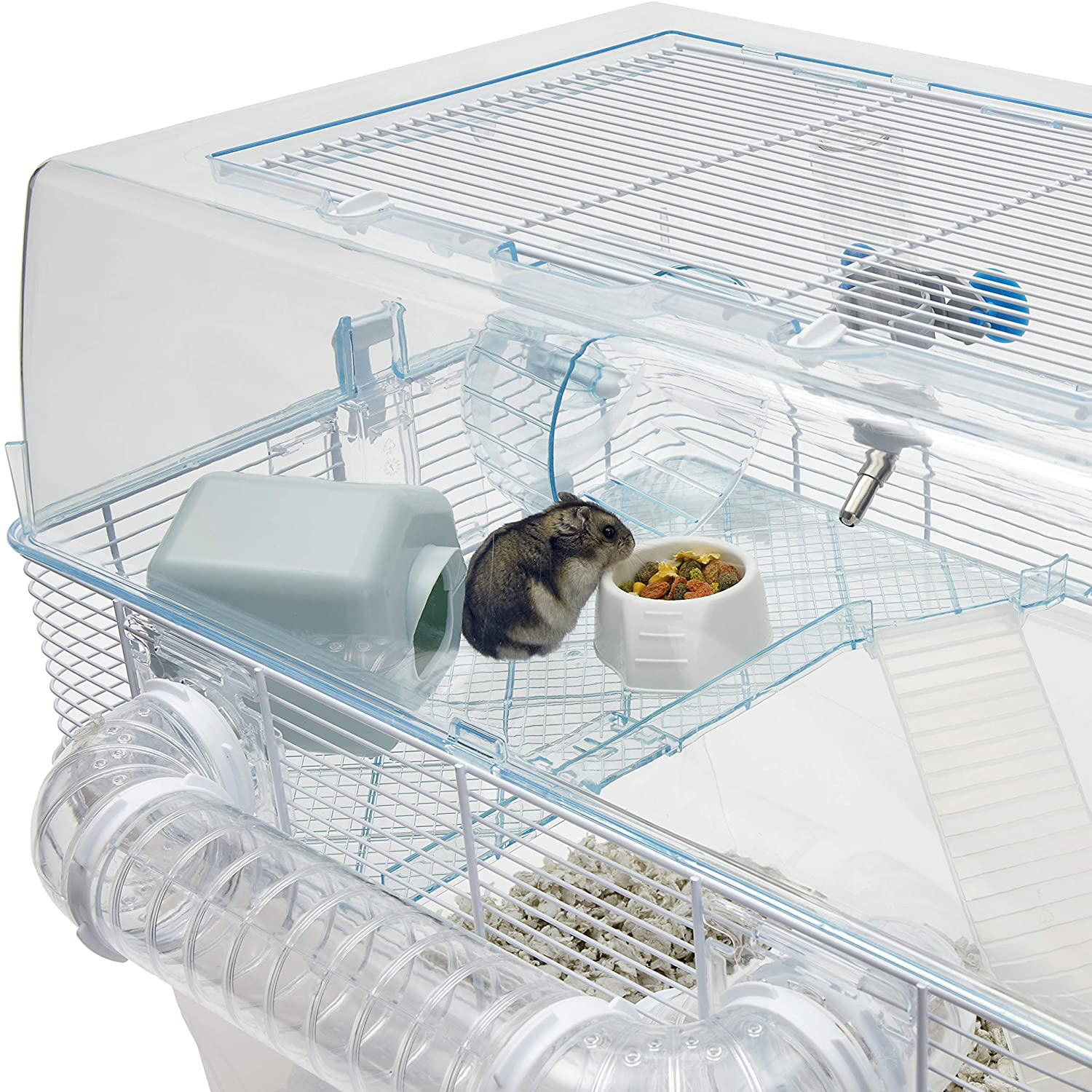 Duna Space Gerbil & Hamster Cage, Extra-Deep 11.5-Inch Base Promotes Instinctual Burrowing While Containing Litter & Debris, Includes ALL Accessories and Play Tunnels, 22.6L X 18.7W X 21.5 Inches Animals & Pet Supplies > Pet Supplies > Small Animal Supplies > Small Animal Habitat Accessories Ferplast   