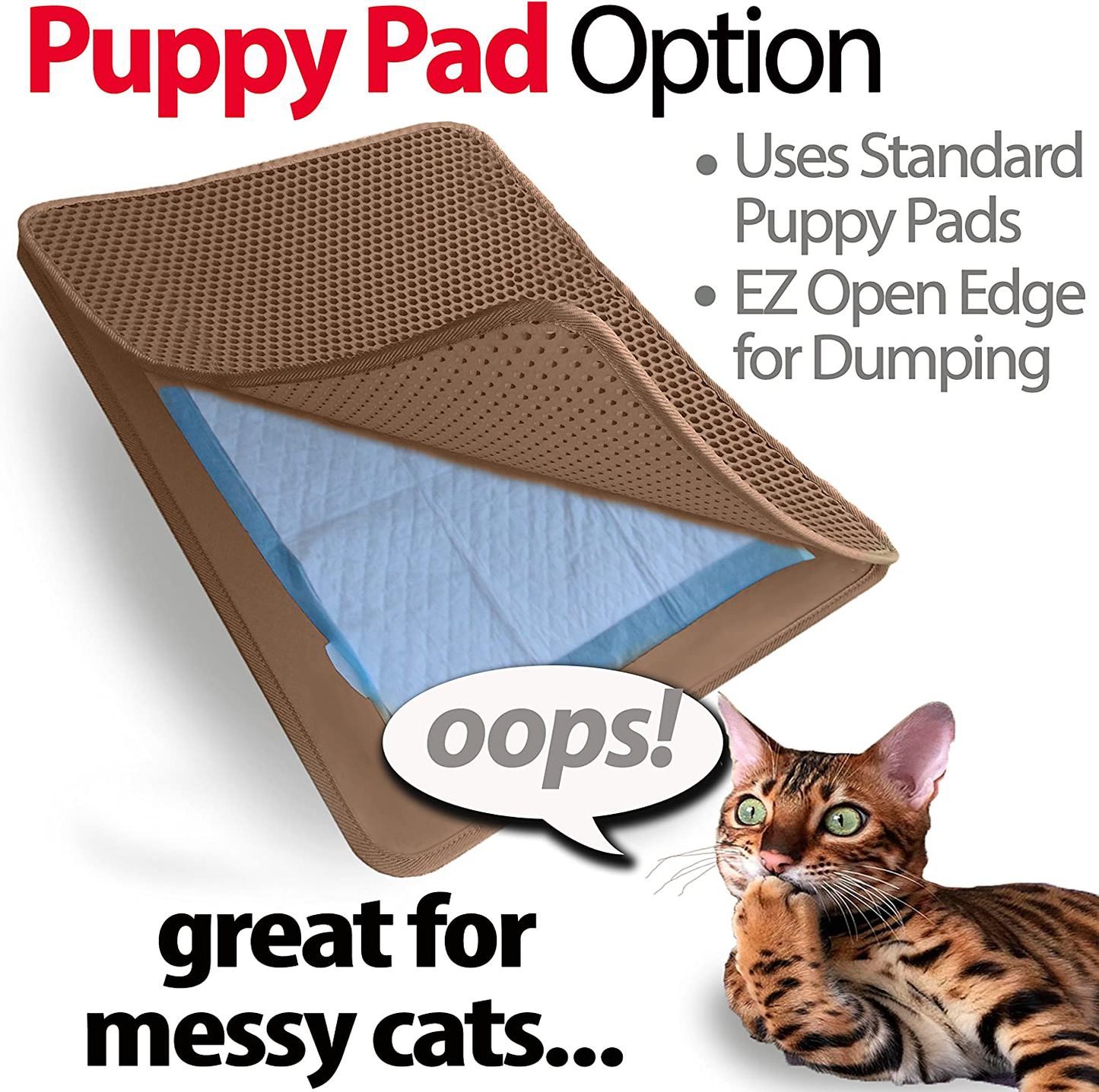 Large Cat Litter Trapper Mat with Exclusive Urine/Waterproof Layer. Larger Holes with Urine Puppy Pad Option for Messy Cats. Soft on Paws and Light. by Iprimio. (Brown Color) Animals & Pet Supplies > Pet Supplies > Cat Supplies > Cat Litter Box Mats iPrimio   