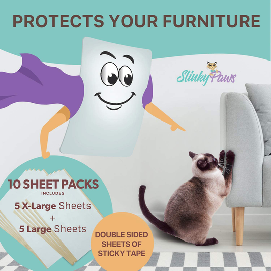 Slinky Paws Cat Scratch Furniture Protector and Scratch Deterrent Tape Will Shield Your Furniture from Cat Claws While Training Your Feline to Use Their Scratch Post Animals & Pet Supplies > Pet Supplies > Cat Supplies > Cat Furniture Slinky Paws   