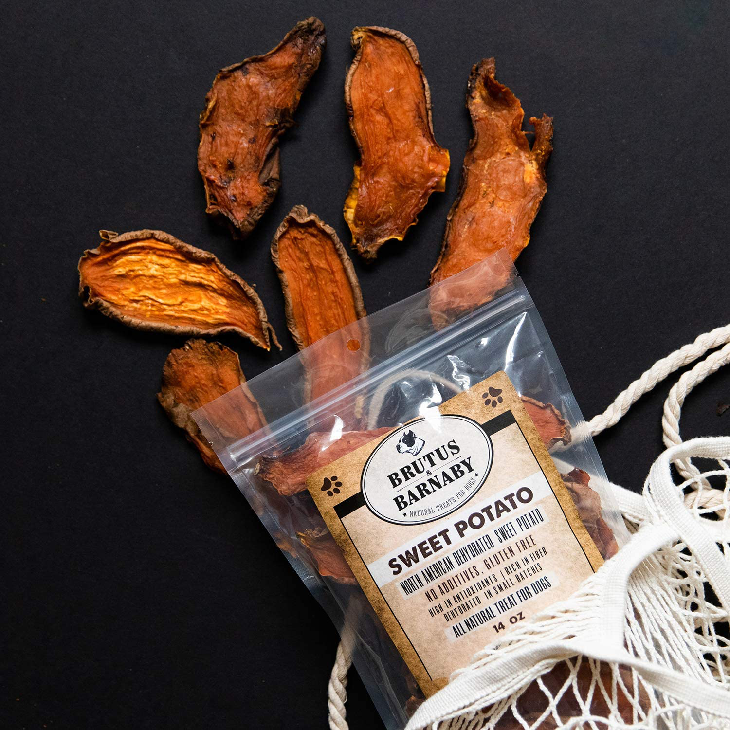 BRUTUS & BARNABY Sweet Potato Dog Treats- Dehydrated North American All Natural Thick Cut Sweet Potato Slices, Grain Free, No Preservatives Added, Best High Anti-Oxidant Healthy Dog Chew Animals & Pet Supplies > Pet Supplies > Small Animal Supplies > Small Animal Treats BRUTUS & BARNABY   