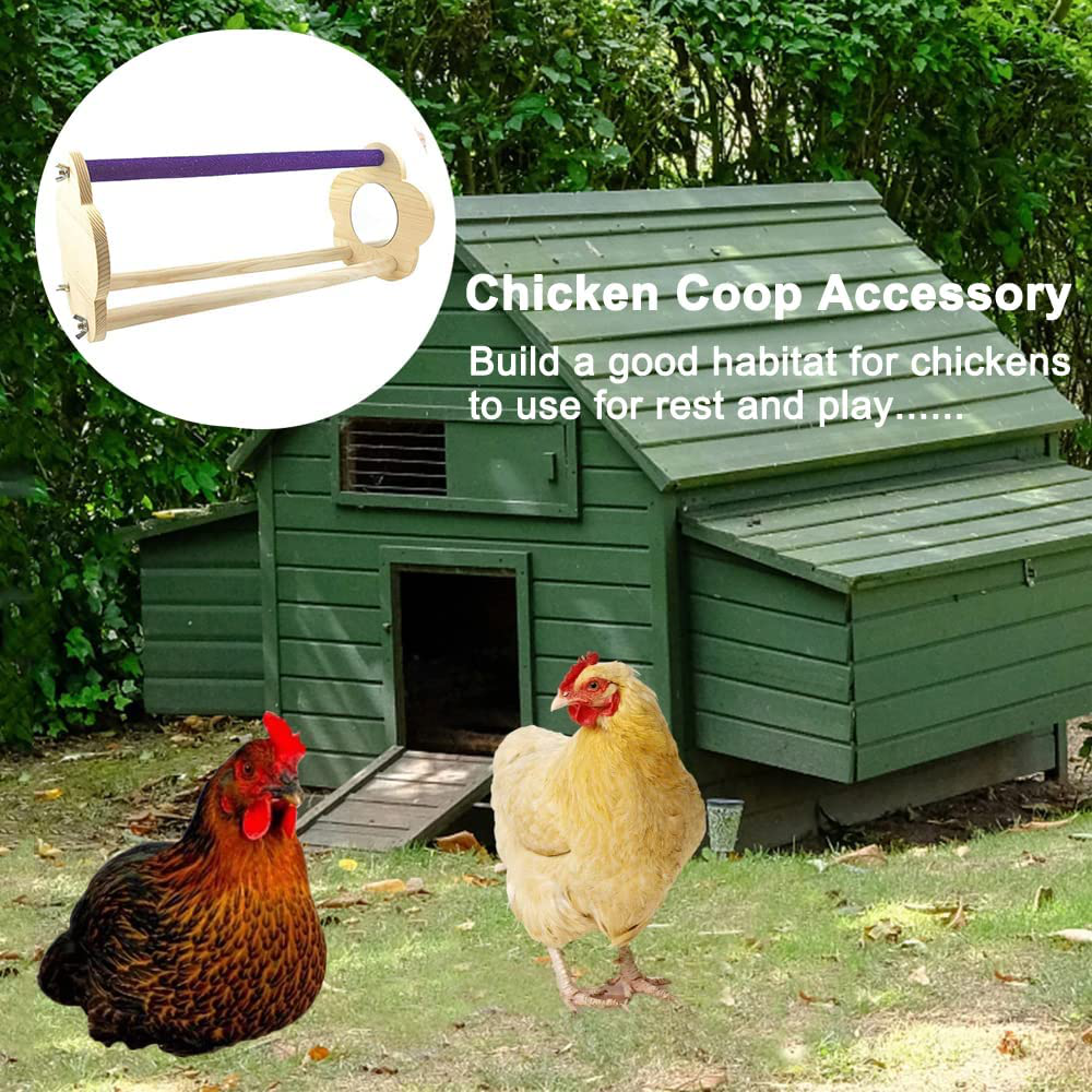 ASOCEA Chicken Wood Perch Stand with Mirror Chick Perch Strong Wooden Jungle Gym Coop Roosting Bar Training Toy Coop Supplies for Chickens Hens Baby Chicks Large Birds Animals & Pet Supplies > Pet Supplies > Bird Supplies > Bird Ladders & Perches ASOCEA   